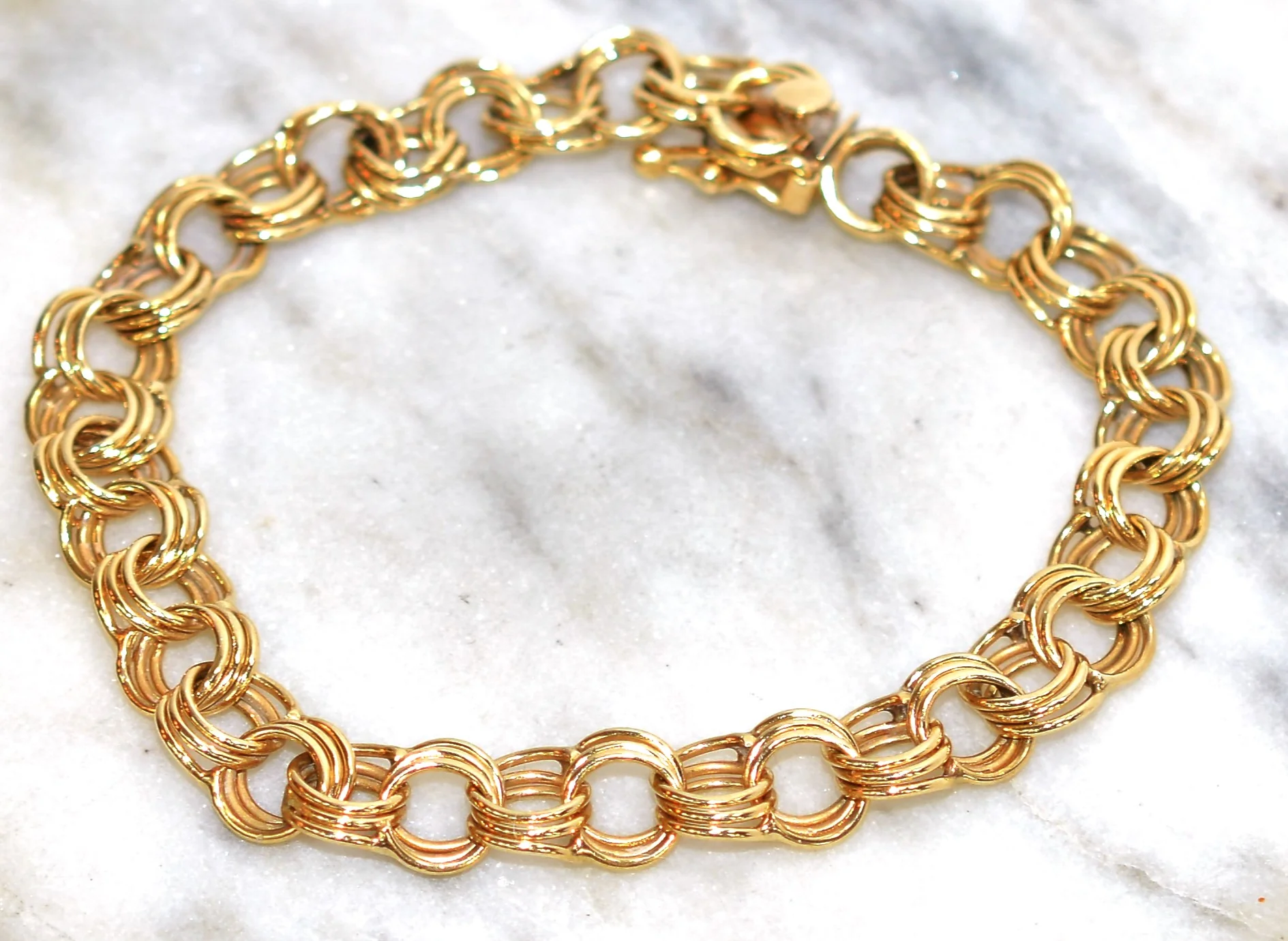 14K Solid Gold Bracelet Chain Bracelet Link Bracelet Ladies Bracelet Vintage Bracelet Antique Bracelet Estate Jewelry Fine Estate Jewellery - Image 3