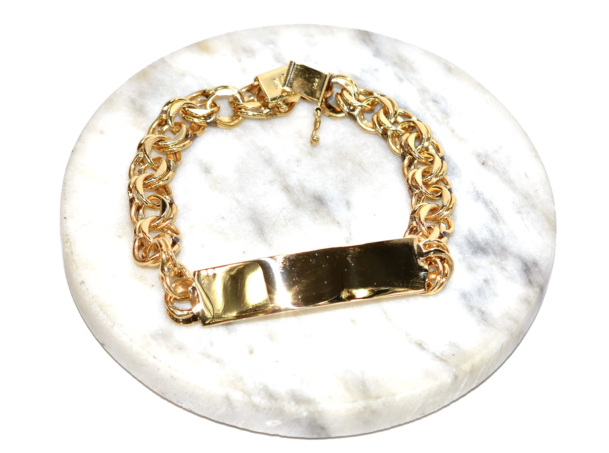 14K Solid Gold Bracelet Men's Bracelet Identity Bracelet Chain Bracelet Link Bracelet Vintage Bracelet Estate Jewelry Men's Fine Jewellery - Image 12