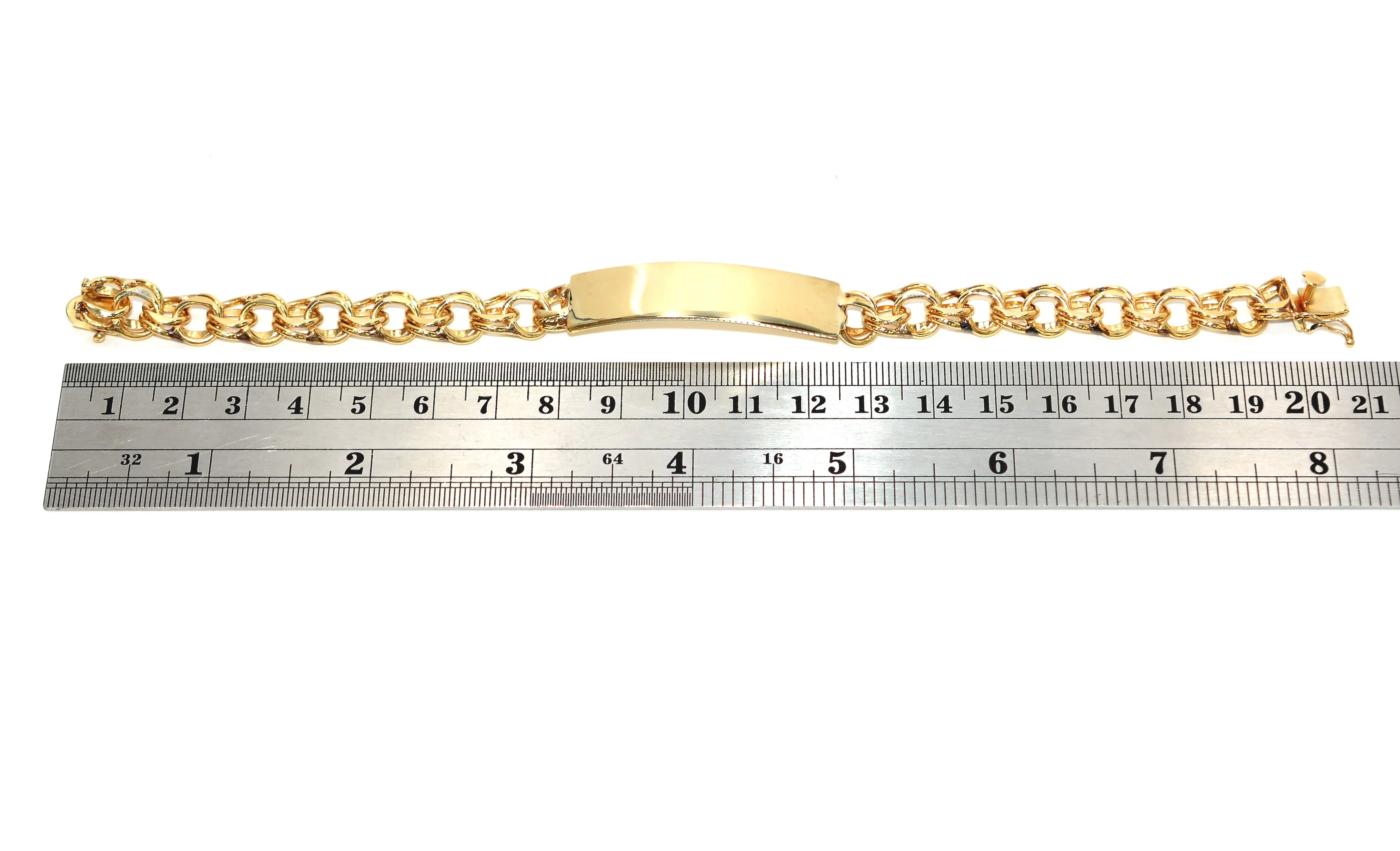14K Solid Gold Bracelet Men's Bracelet Identity Bracelet Chain Bracelet Link Bracelet Vintage Bracelet Estate Jewelry Men's Fine Jewellery - Image 7