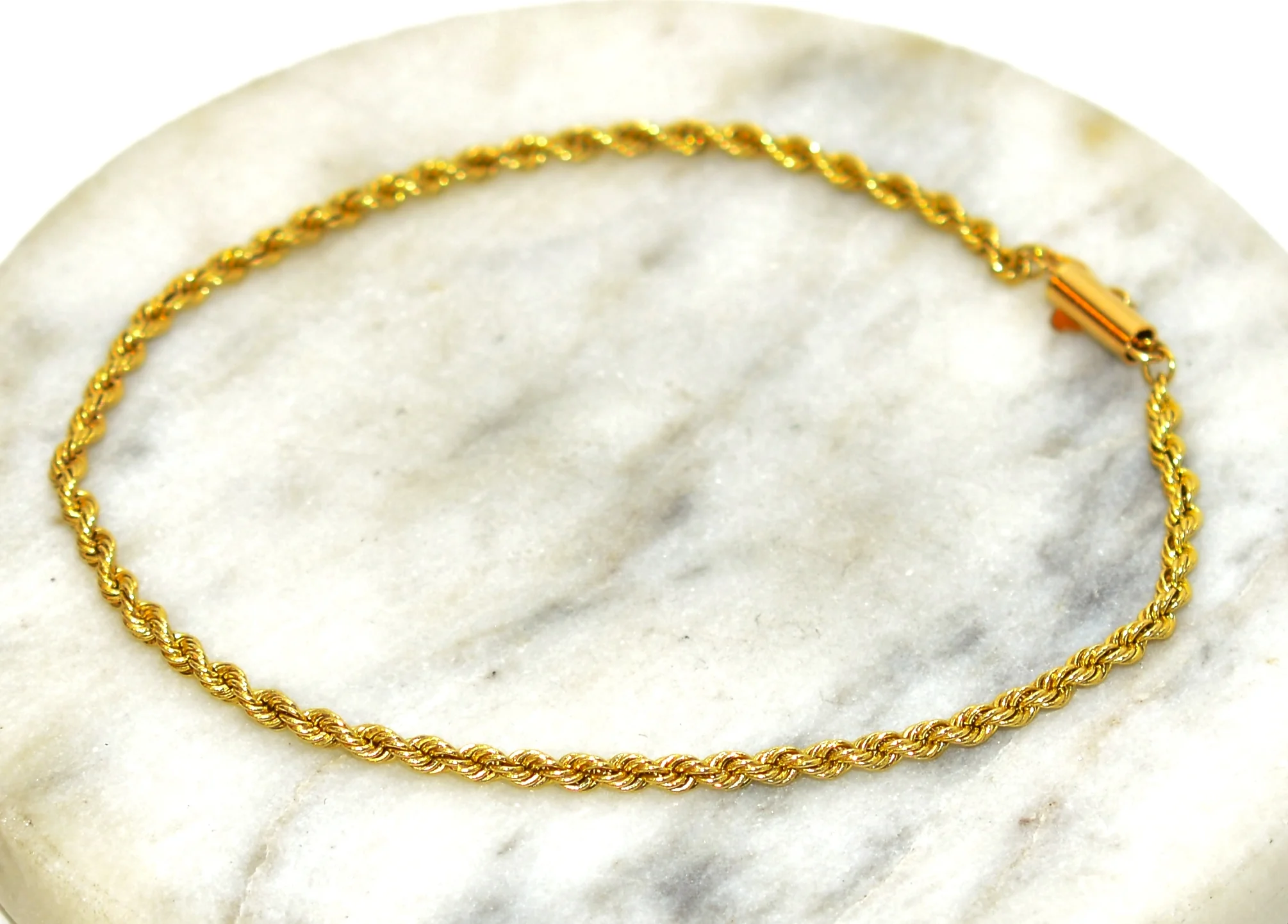 14K Solid Gold Twist Rope Chain Bracelet Women's Bracelet Ladies Bracelet Link Bracelet Gold Bracelet Vintage Bracelet Fine Estate Jewelry - Image 8