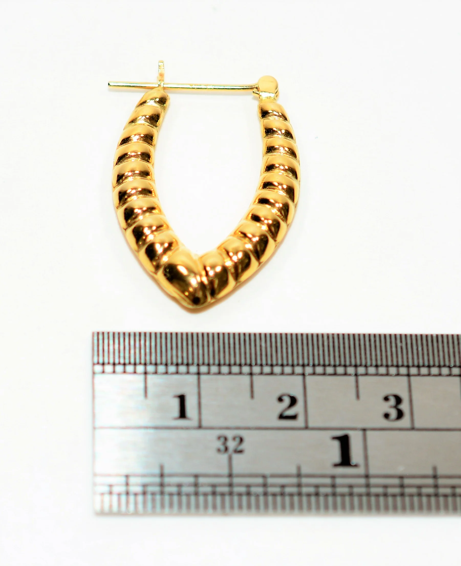 14K Solid Gold 18.50mm Hoop Earrings Gold Earrings Gold Hoops Elongated Hoops Fine Jewelry Vintage Earrings Door Knocker Hoops Estate Jewellery Fine Statement - Image 7