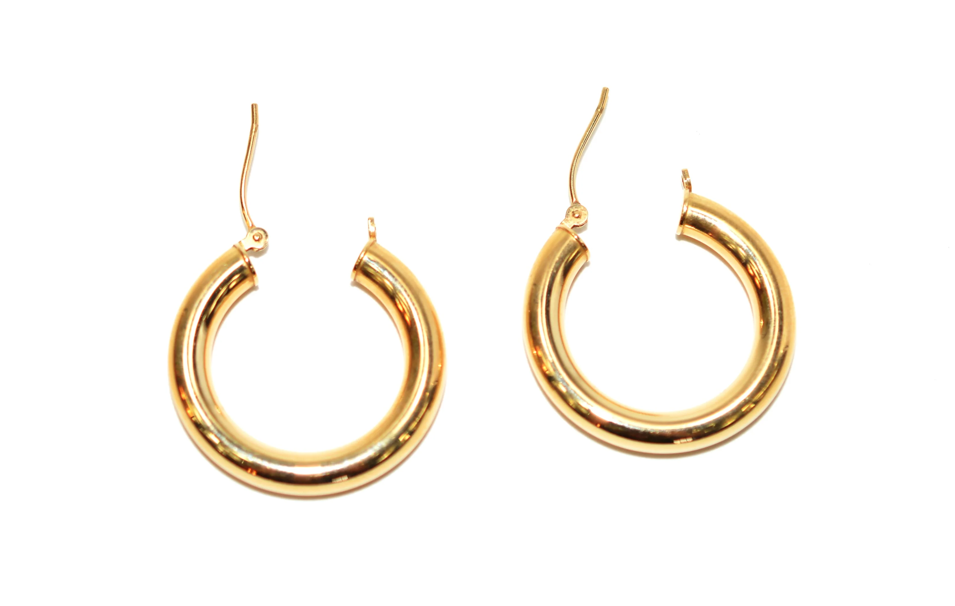 14K Solid Gold 24mm Hoop Earrings Gold Hoops Gold Earrings Shiny Hoops Polished Hoops Statement Earrings Vintage Earrings Estate Jewellery - Image 2