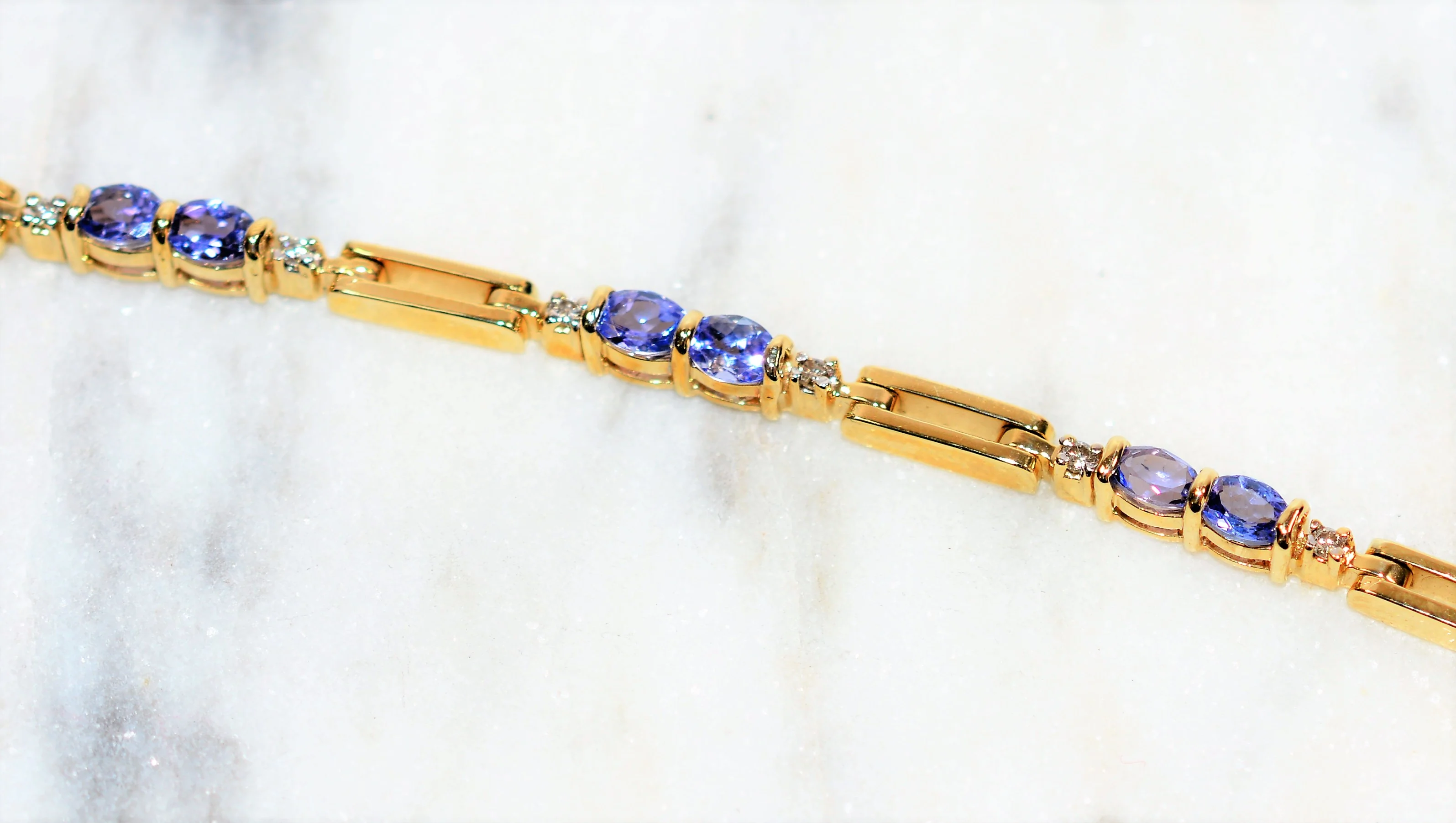 Natural Tanzanite & Diamond Bracelet 14K Solid Gold 2.94tcw Tennis Bracelet Gemstone Bracelet Purple Bracelet Estate Jewelry Womens Bracelet - Image 10