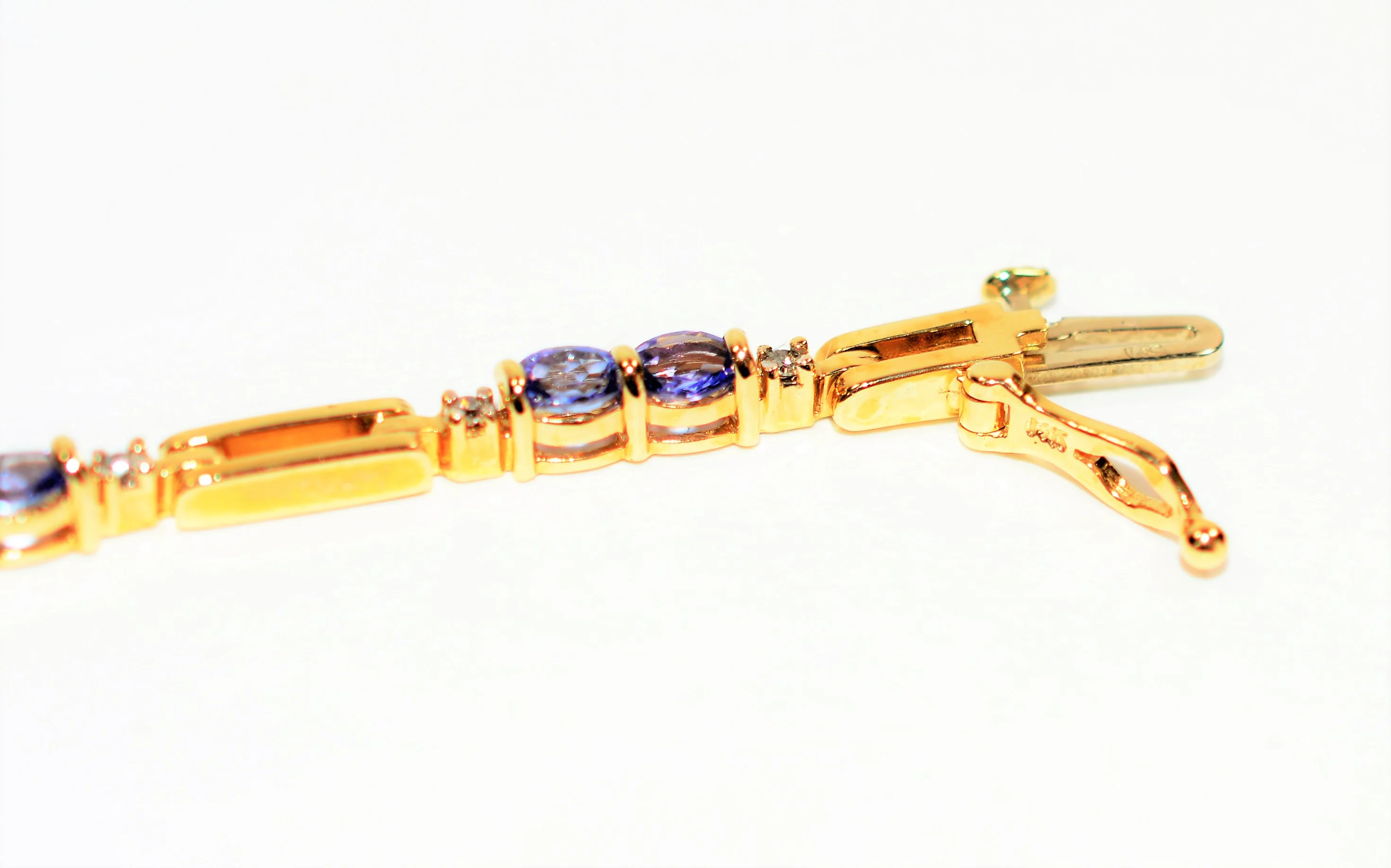 Natural Tanzanite & Diamond Bracelet 14K Solid Gold 2.94tcw Tennis Bracelet Gemstone Bracelet Purple Bracelet Estate Jewelry Womens Bracelet - Image 6