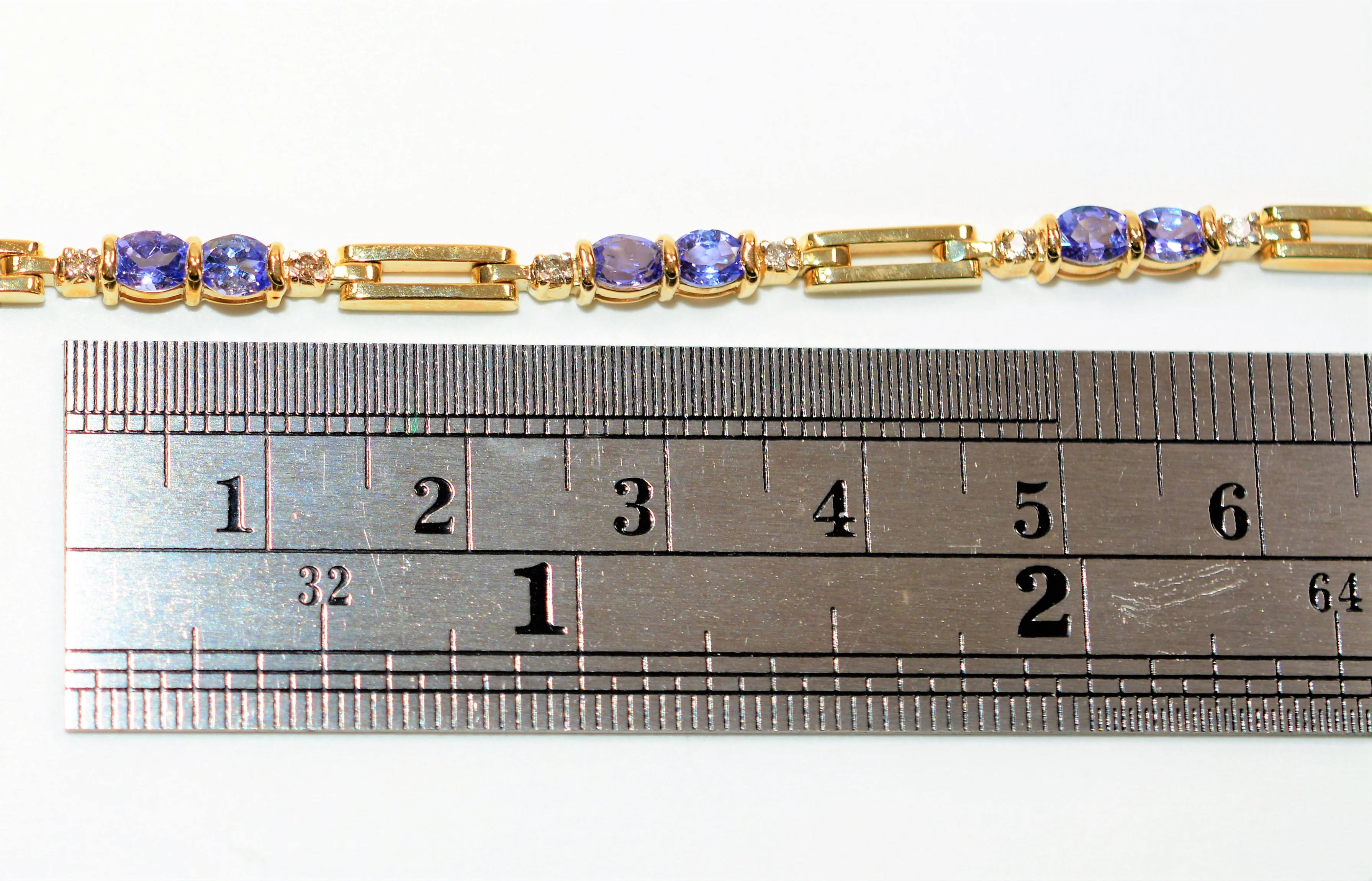 Natural Tanzanite & Diamond Bracelet 14K Solid Gold 2.94tcw Tennis Bracelet Gemstone Bracelet Purple Bracelet Estate Jewelry Womens Bracelet - Image 8