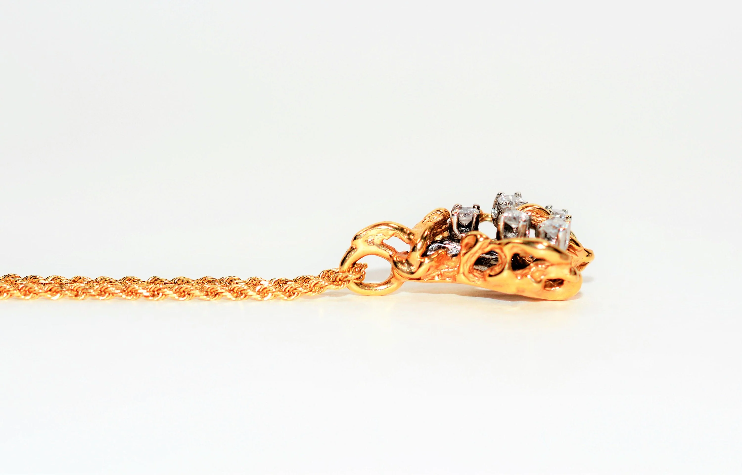 Natural Diamond Necklace 14K Solid Gold .40tcw Pendant Necklace Nugget Pendant Cluster Pendant Estate Jewelry Vintage Necklace Fine Jewelry - Image 4