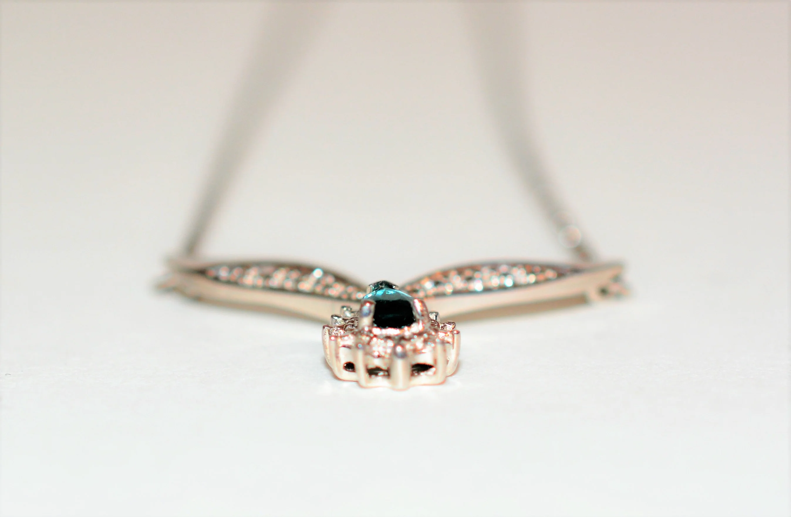 Natural Indicolite Tourmaline & Diamond Necklace 14K Solid White Gold .31tcw Statement Necklace Pendant Necklace Tourmaline Necklace Estate - Image 5