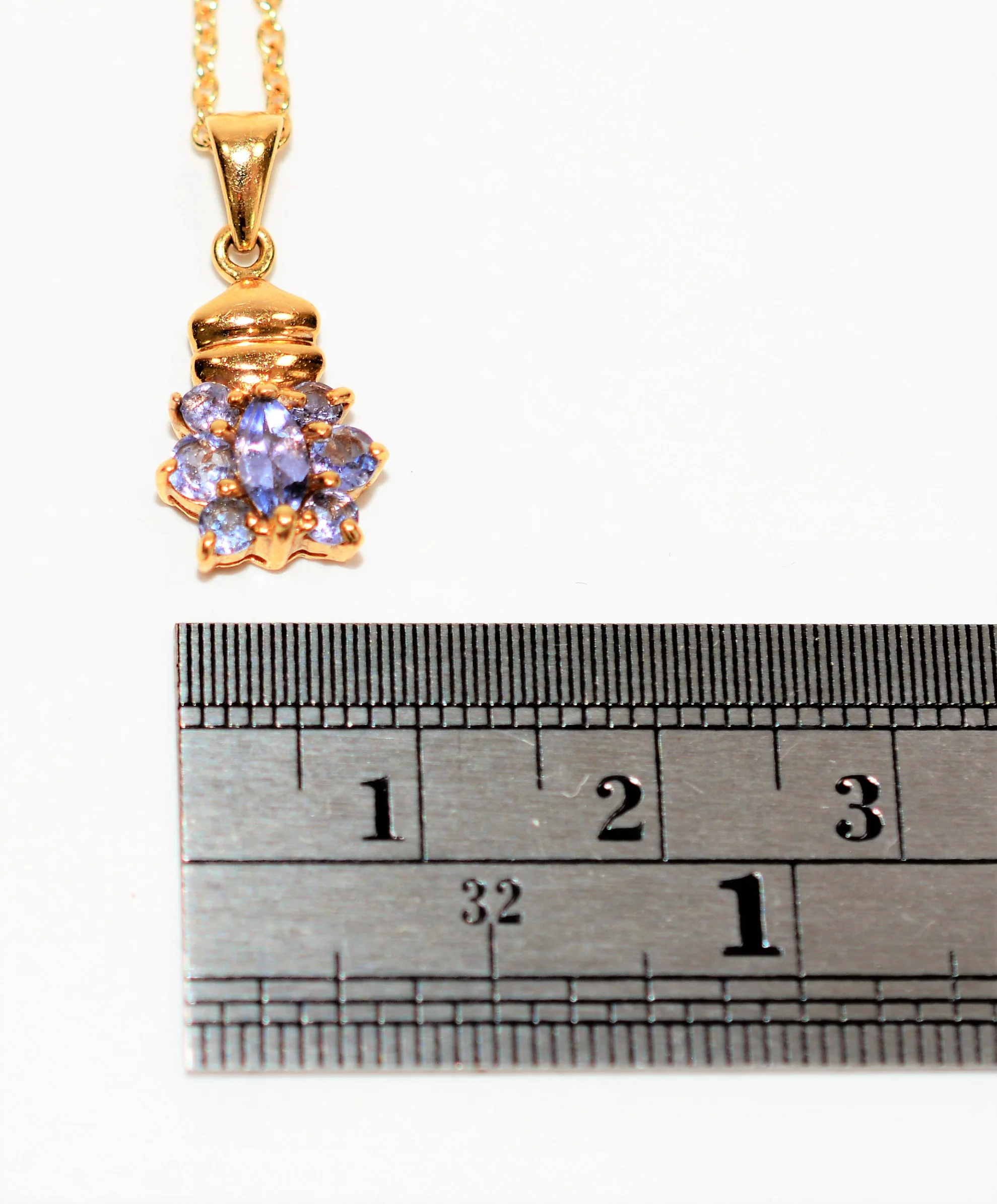 Natural Tanzanite Necklace 14K Solid Gold .59tcw Pendant Necklace Gemstone Cluster Necklace Statement Necklace Birthstone Necklace Estate - Image 8