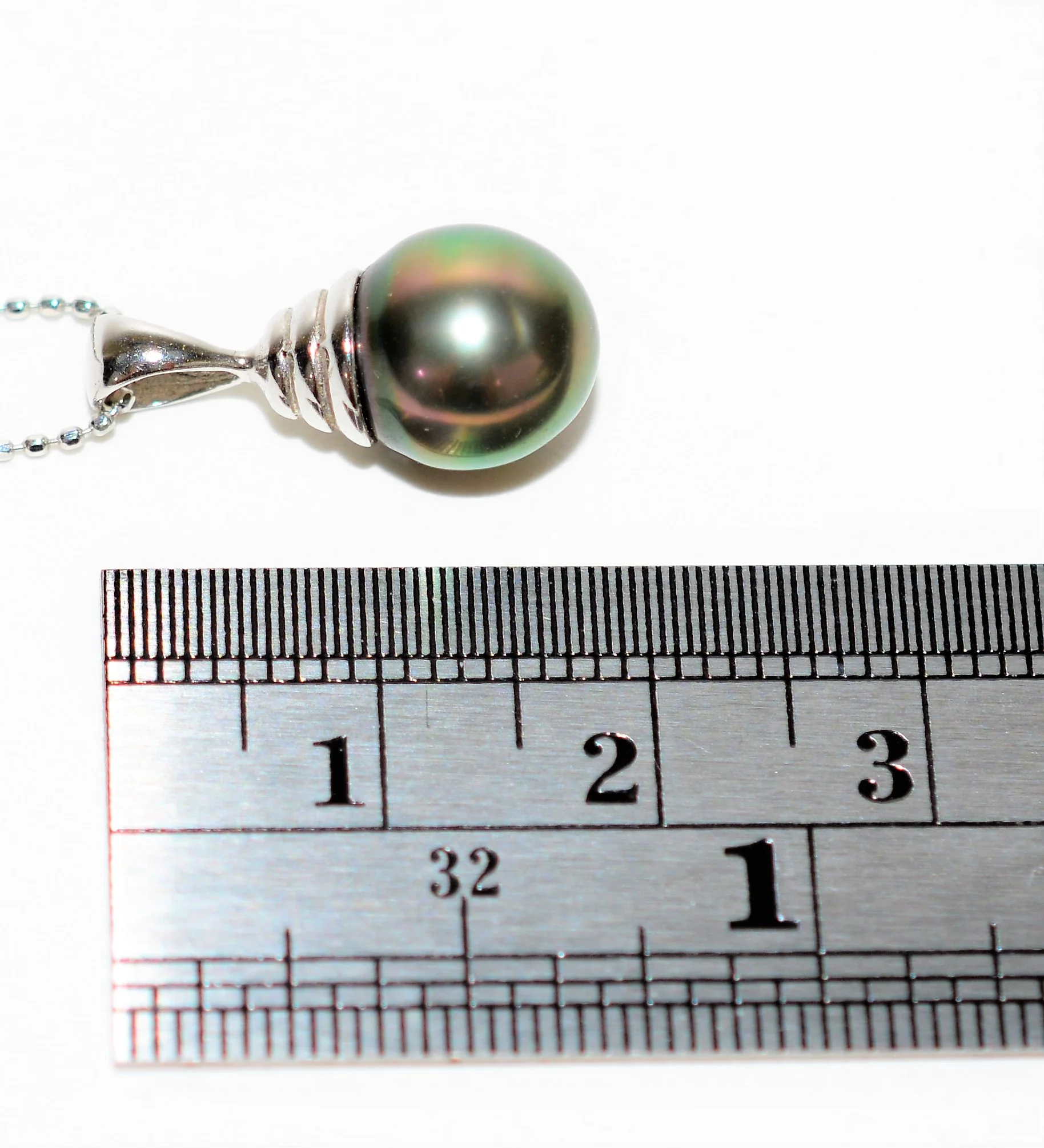 Natural Black Tahitian Pearl Necklace 14K Solid White Gold Necklace 9mm Black Pearl Pendant Necklace Womens Necklace Vintage Necklace Estate - Image 7