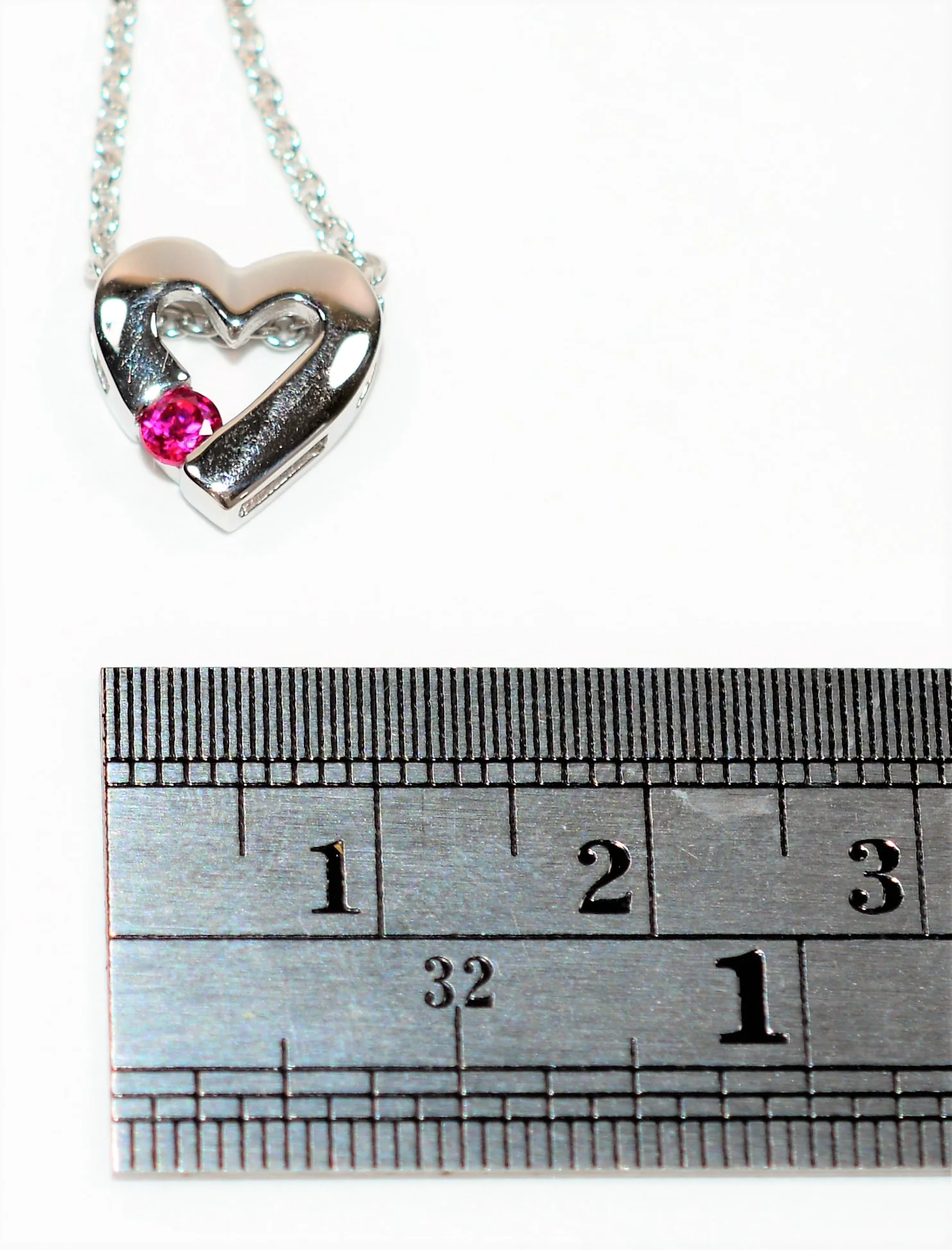 Natural Ruby Necklace 14K Solid White Gold .17ct Heart Necklace Pendant Necklace Birthstone Necklace Valentines Day Love Statement Jewelry - Image 8