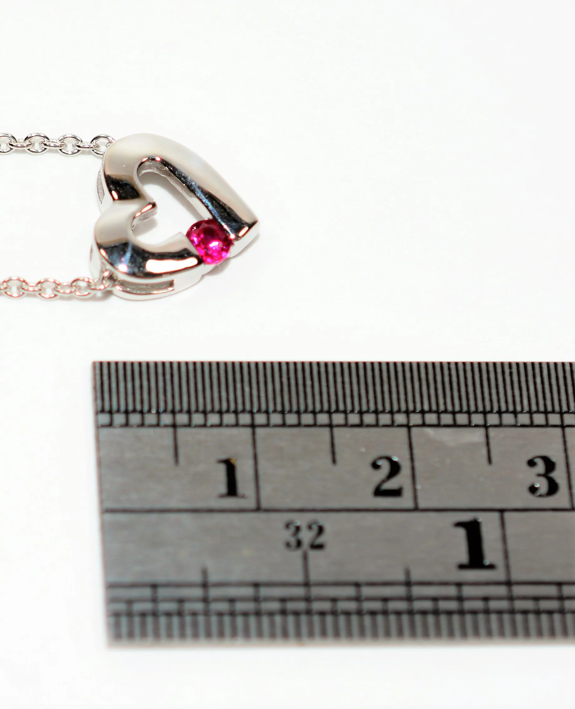 Natural Ruby Necklace 14K Solid White Gold .17ct Heart Necklace Pendant Necklace Birthstone Necklace Valentines Day Love Statement Jewelry - Image 9