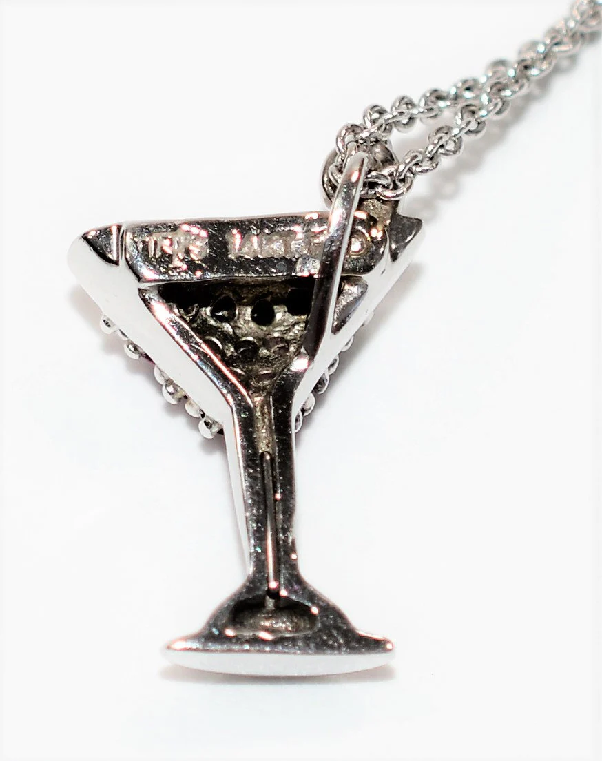 Natural Ruby Necklace 14K Solid White Gold .12tcw Gemstone Pendant Martini Necklace Cocktail Necklace Drink Pendant Fine Birthstone Necklace - Image 5