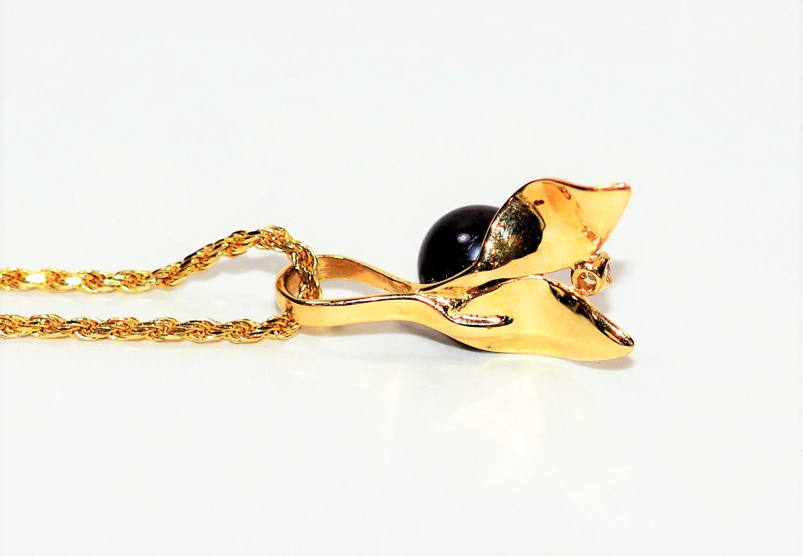 Natural Black Tahitian Pearl & Diamond Necklace 14K Solid Gold .04ct Gemstone Necklace Vintage Necklace Pendant Necklace Women's Necklace - Image 6