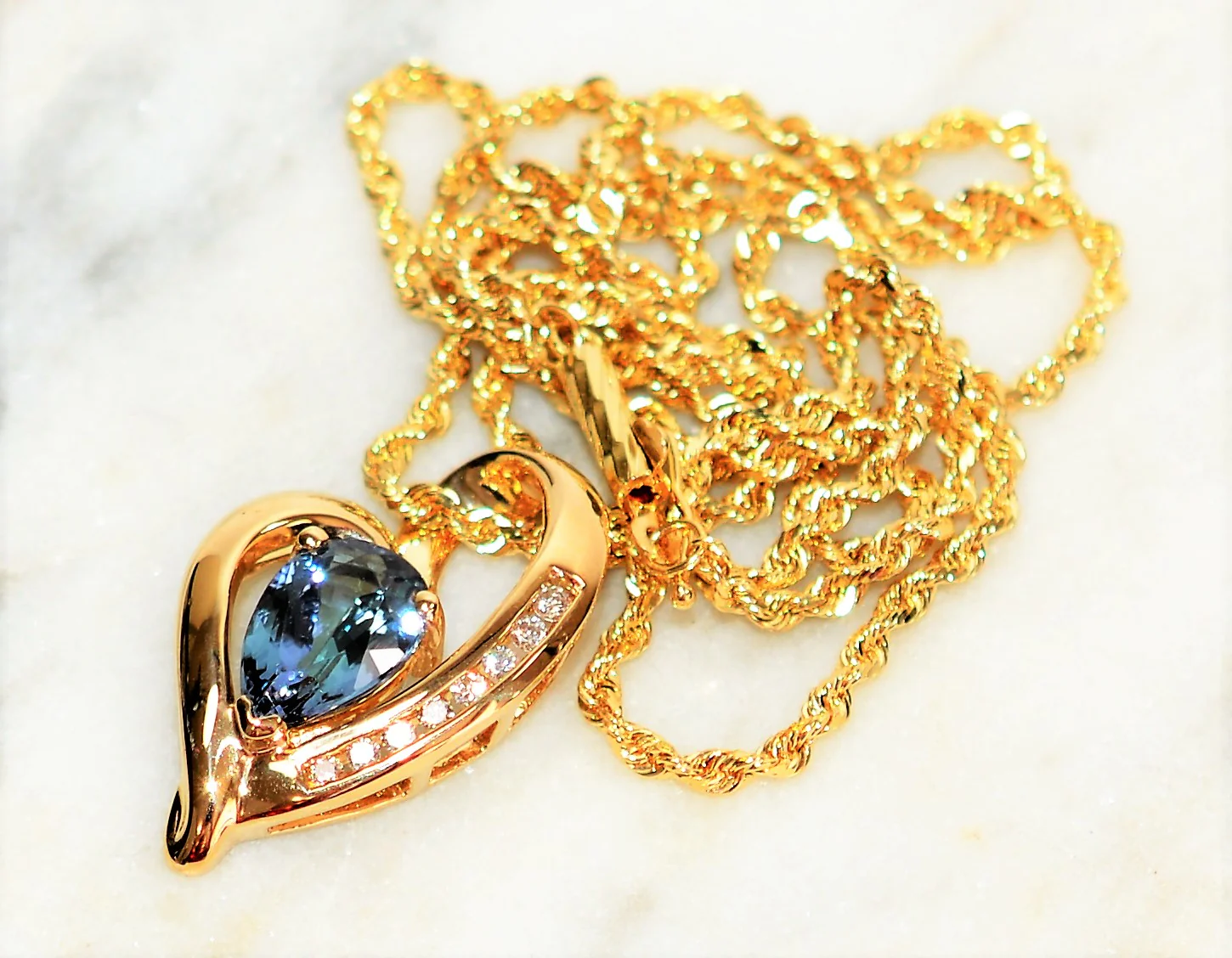 Certified Natural Tanzanite & Diamond Necklace 14K Solid Gold 2.44tcw Pendant Necklace Cocktail Necklace Birthstone Necklace Womens Necklace - Image 13