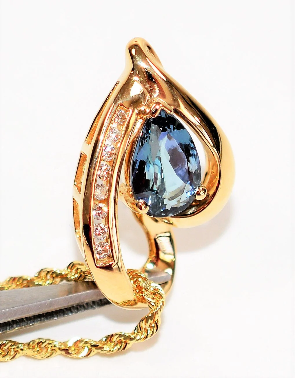 Certified Natural Tanzanite & Diamond Necklace 14K Solid Gold 2.44tcw Pendant Necklace Cocktail Necklace Birthstone Necklace Womens Necklace - Image 4