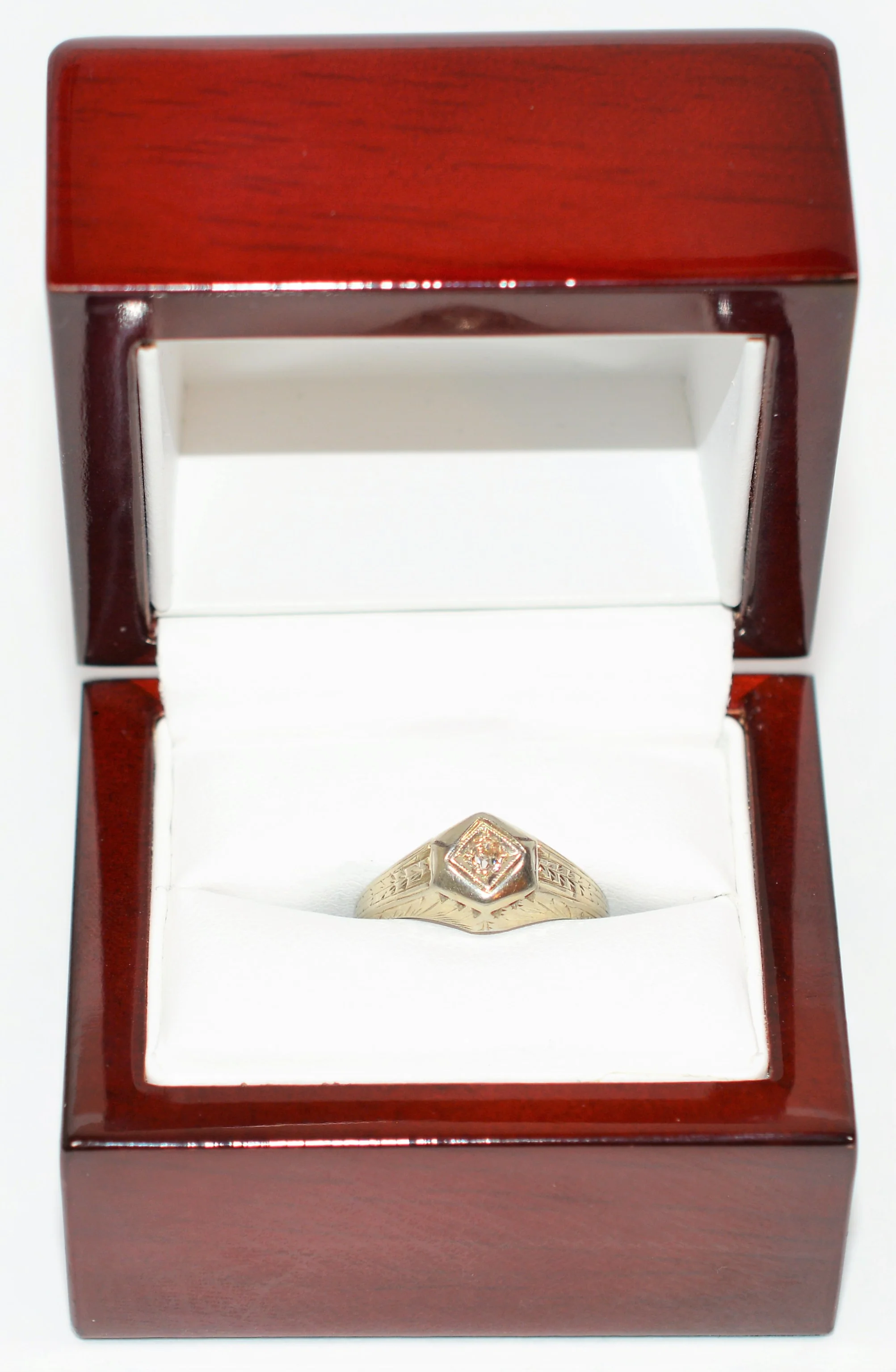 Natural Diamond Ring 18K Solid White Gold .05ct Engagement Ring Solitaire Ring Antique Ring Vintage Ring Art Deco Ring Fine Estate Jewellery - Image 12