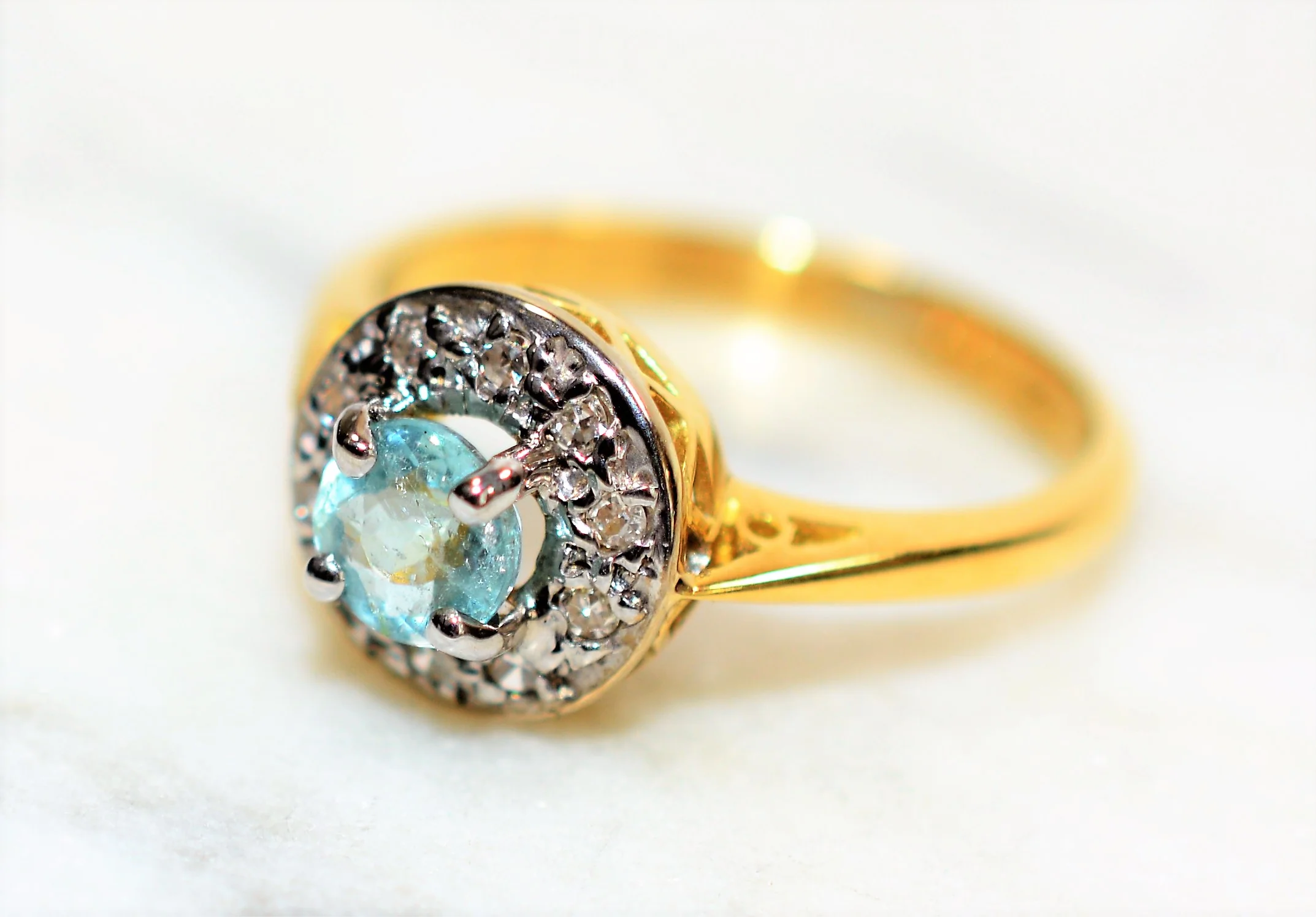 Natural Paraiba Tourmaline & Diamond Ring 18K Solid Gold .60tcw Gemstone Fine Halo Women’s Ring Ladies Ring Engagement Ring Estate Jewelry - Image 8