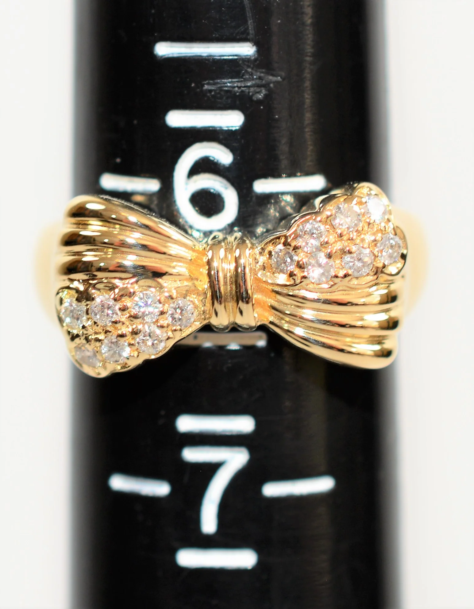 Natural Diamond Ring 14K Solid Gold .21tcw Fashion Ring Bow Ring Ladies Ring Cluster Ring Cocktail Ring Statement Ring Estate Women’s Ring - Image 9