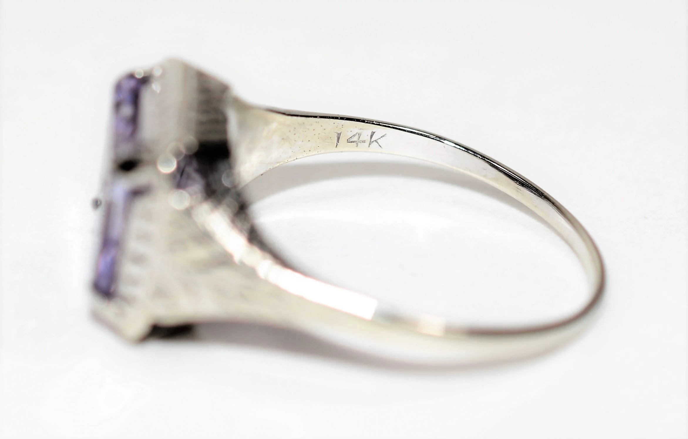 Natural Amethyst Ring 14K Solid White Gold 2.68ct Antique Ring Birthstone Ring Purple Ring Art Deco Ring Solitaire Ring Women’s Ring Estate - Image 6