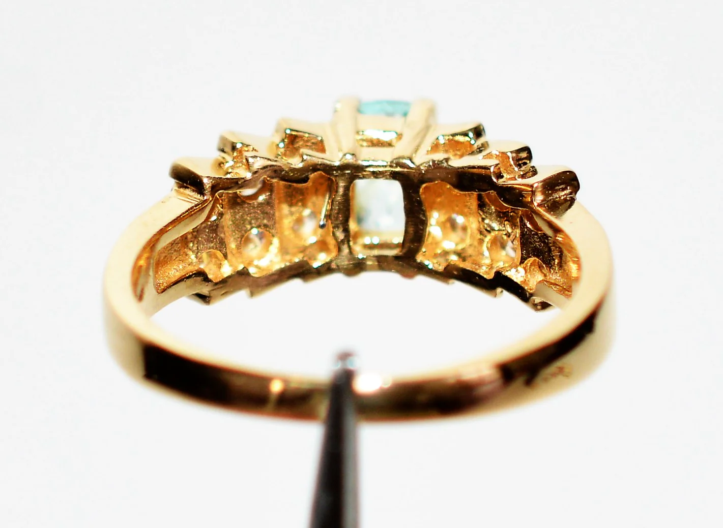 Natural Paraiba Tourmaline & Diamond Ring 14K Solid Gold .67tcw Pave Cluster Women's Fine Jewelry Estate Ring Gemstone Jewellery - Image 7