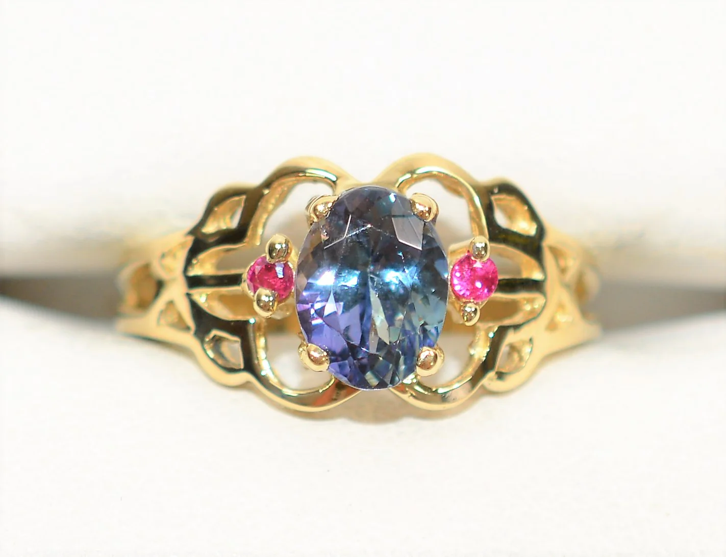 Natural Tanzanite & Ruby Ring 10K Solid Gold 1.54tcw Statement Ring Vintage Ring Estate Ring Cocktail Ring December Birthstone Ring Jewelry - Image 5