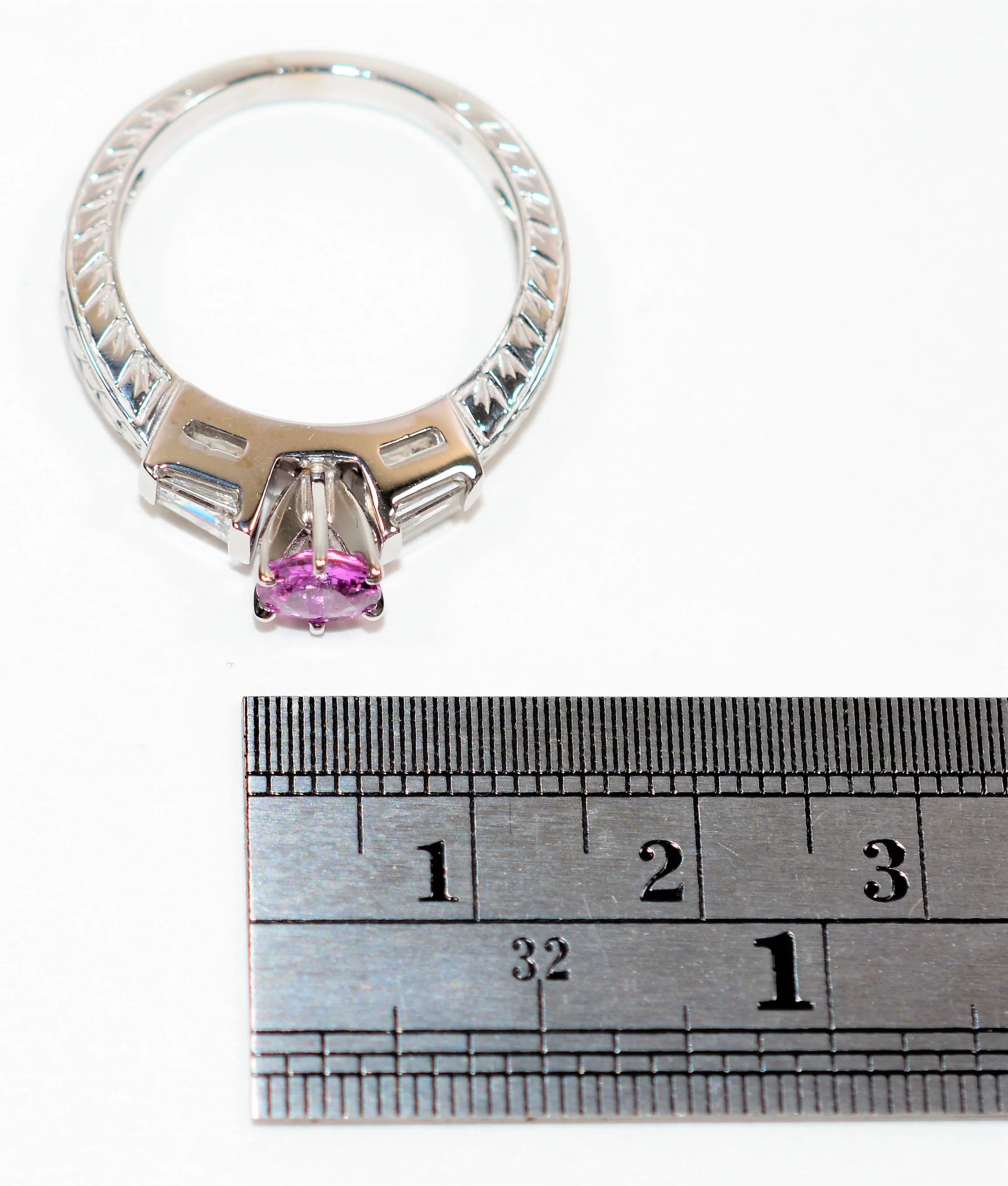 Natural Padparadscha Sapphire & Diamond Ring 14K Solid White Gold 1.30tcw Engagement Ring Pink Ring Gemstone Ring Statement Ring Birthstone - Image 11