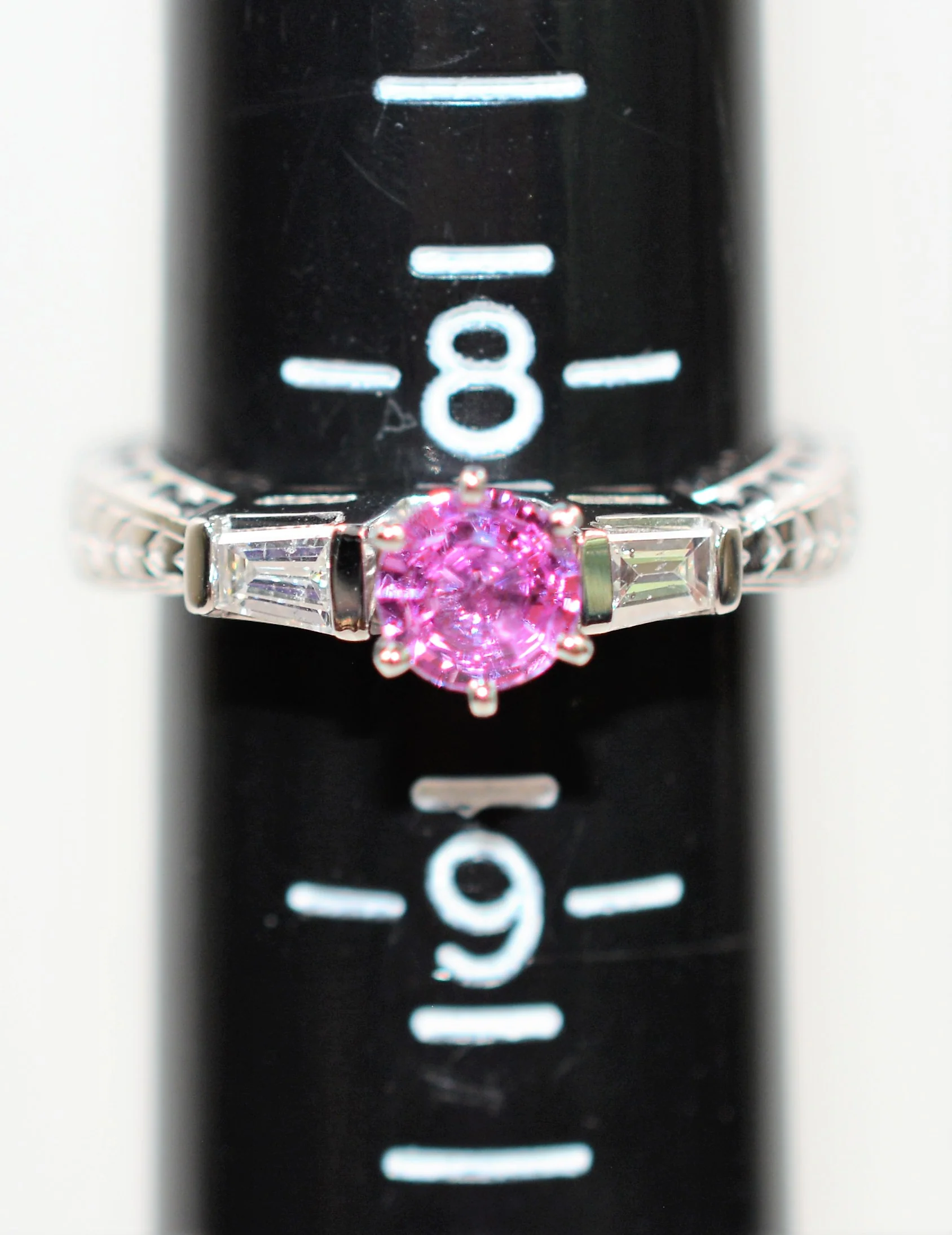 Natural Padparadscha Sapphire & Diamond Ring 14K Solid White Gold 1.30tcw Engagement Ring Pink Ring Gemstone Ring Statement Ring Birthstone - Image 9