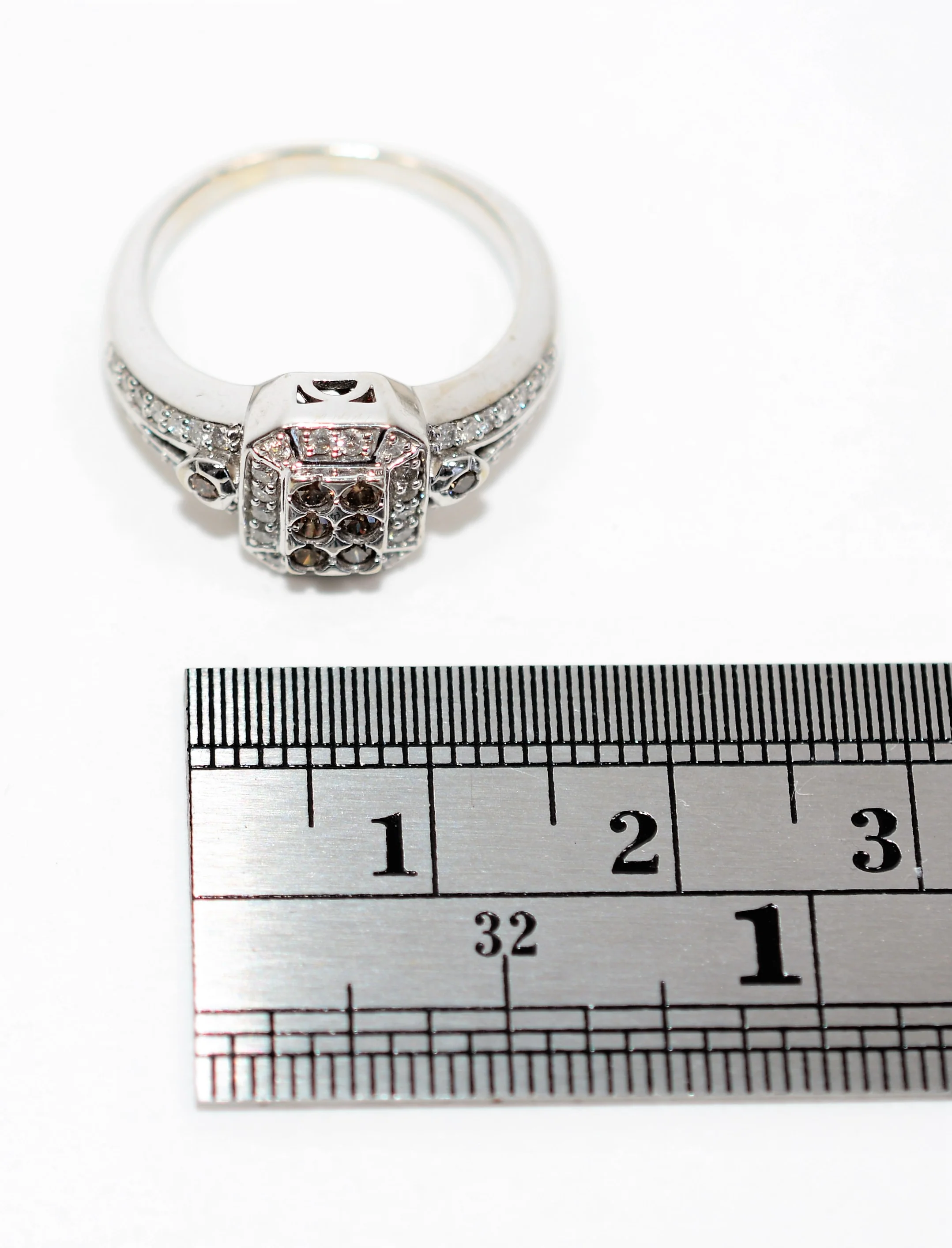 Natural Fancy Chocolate Diamond Ring 14K Solid White Gold .46tcw Cluster Ring Engagement Ring Cocktail Ring Designer Ring Estate Womens Ring - Image 11