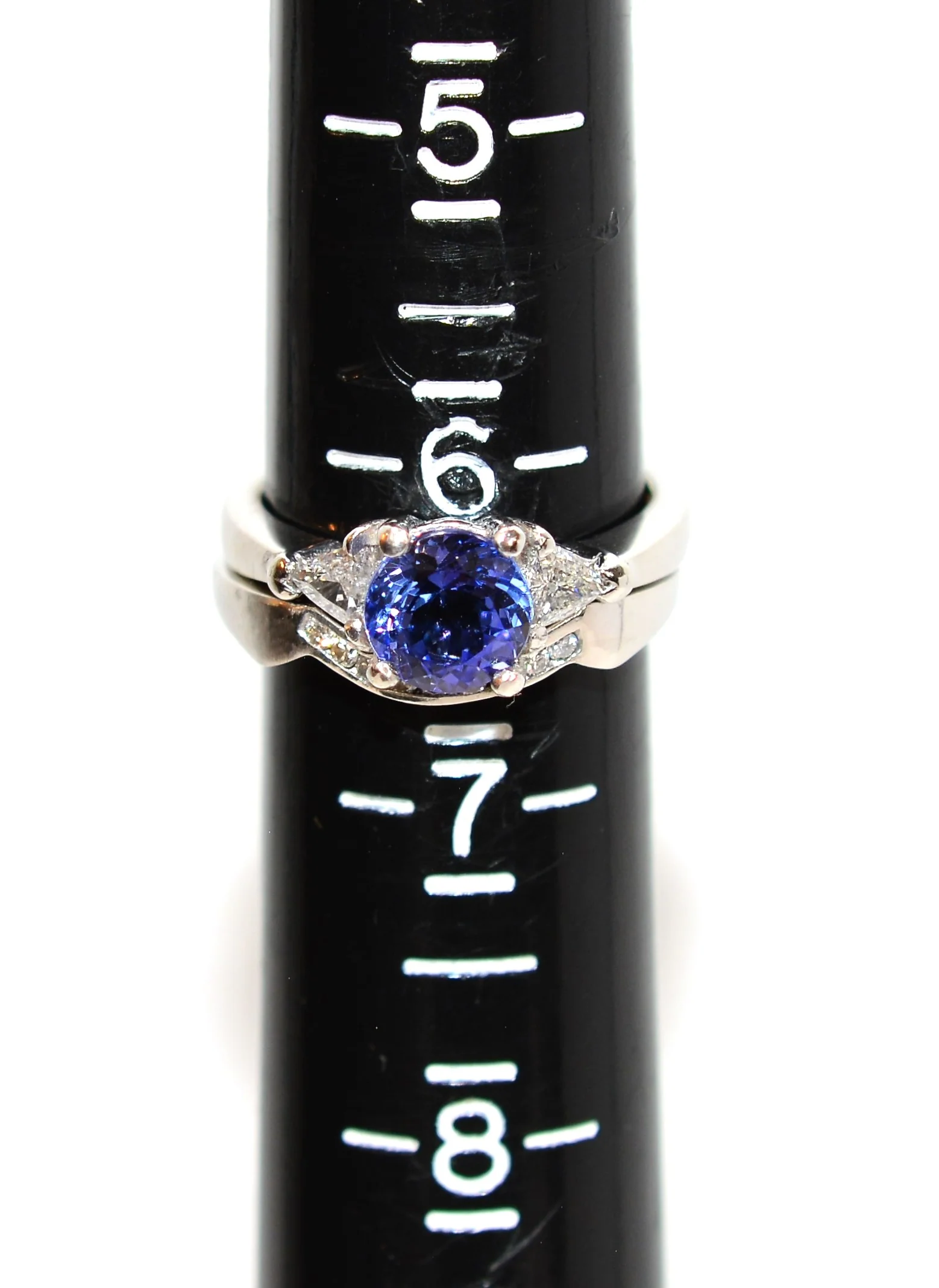 Natural D’Block Tanzanite & Diamond Ring Wedding Bridal Set Solid Platinum 2.08tcw Gemstone Ring Engagement Ring Wedding Band Tanzanite Ring - Image 8