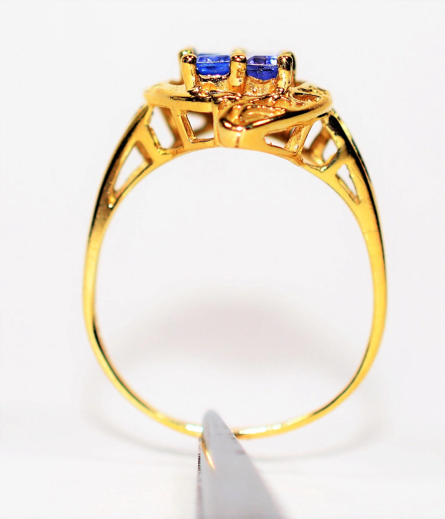 Natural Tanzanite Ring 10K Solid Gold 1.44tcw Cluster Ring Gemstone Ring Vintage Ring Statement Ring Ladies Ring Women's Ring Estate Jewellery - Image 3