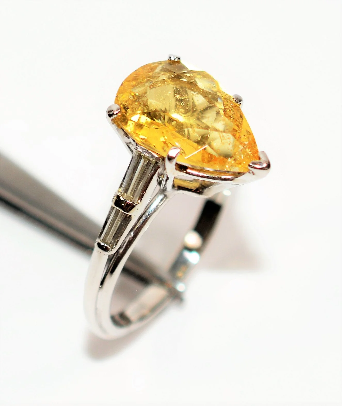 Natural Golden Beryl & Diamond Ring Solid Platinum 4.94tcw Engagement Ring Cocktail Ring Statement Ring Yellow Beryl Ring Yellow Ring Estate - Image 4