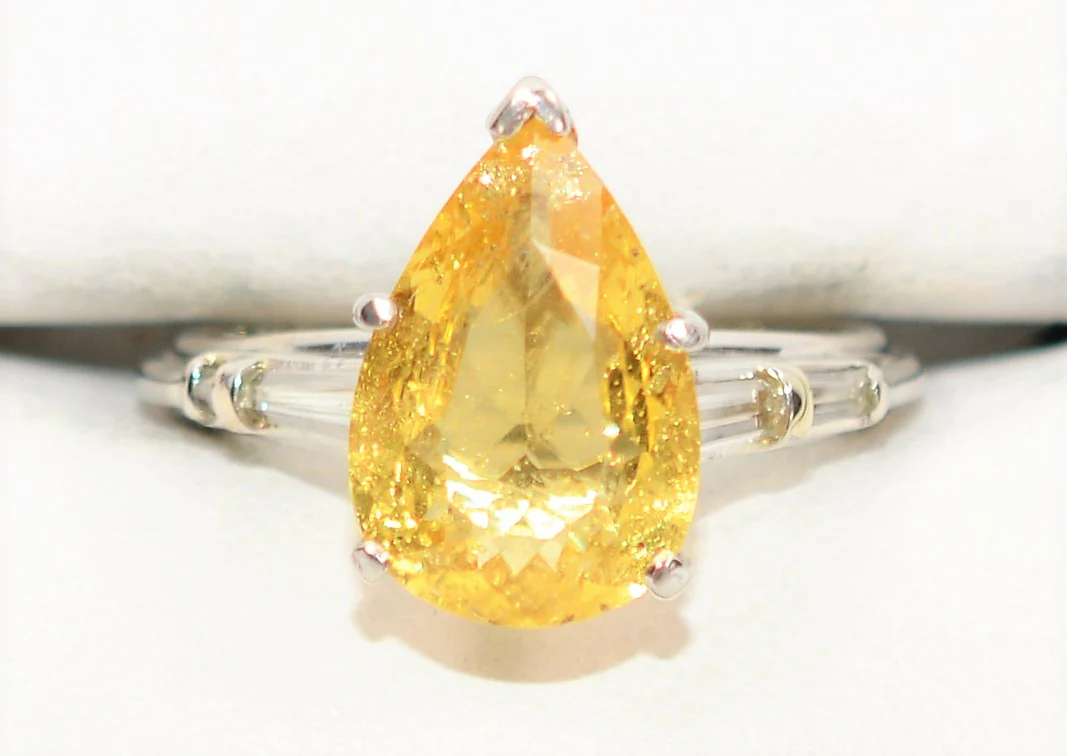 Natural Golden Beryl & Diamond Ring Solid Platinum 4.94tcw Engagement Ring Cocktail Ring Statement Ring Yellow Beryl Ring Yellow Ring Estate - Image 5