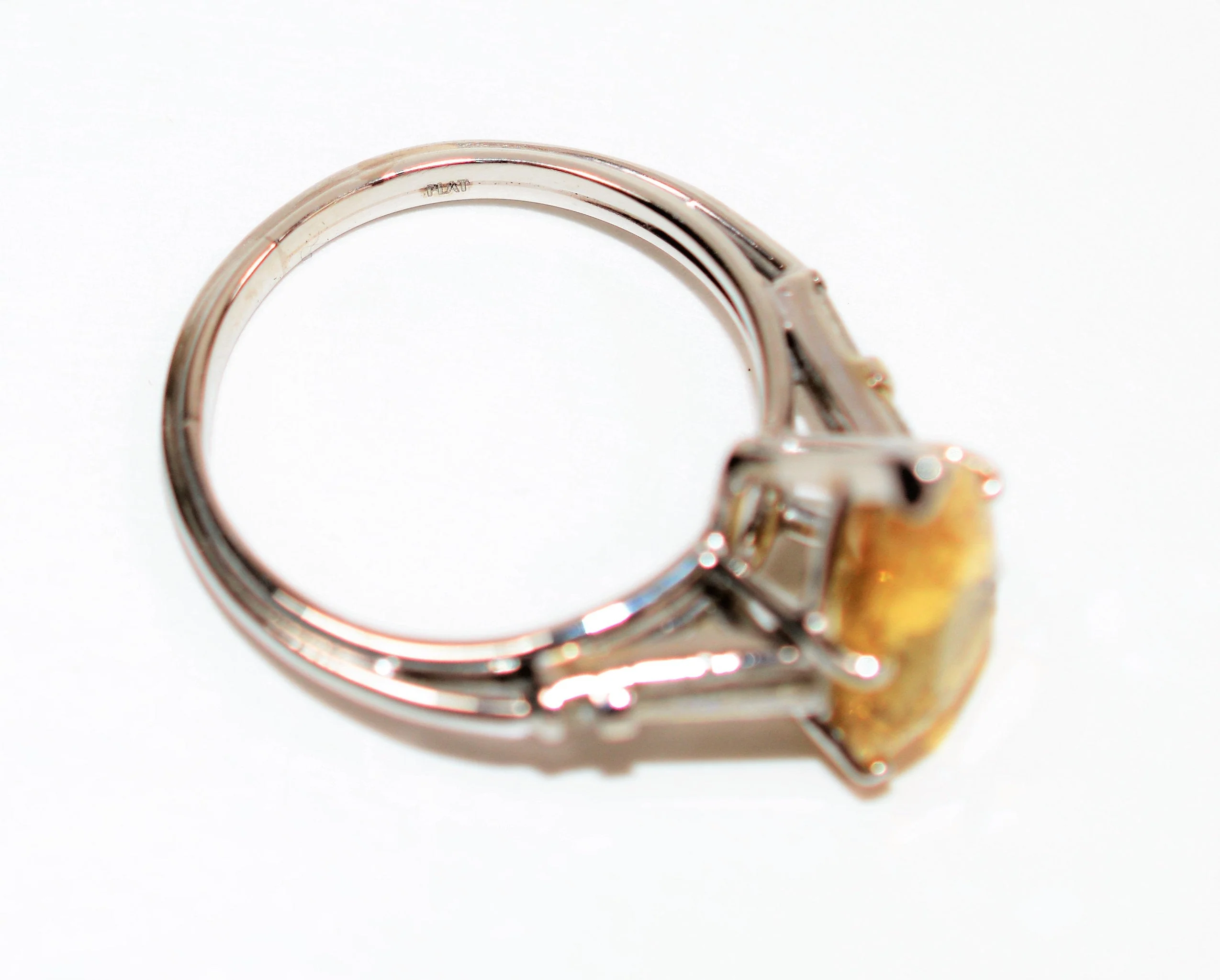 Natural Golden Beryl & Diamond Ring Solid Platinum 4.94tcw Engagement Ring Cocktail Ring Statement Ring Yellow Beryl Ring Yellow Ring Estate - Image 6
