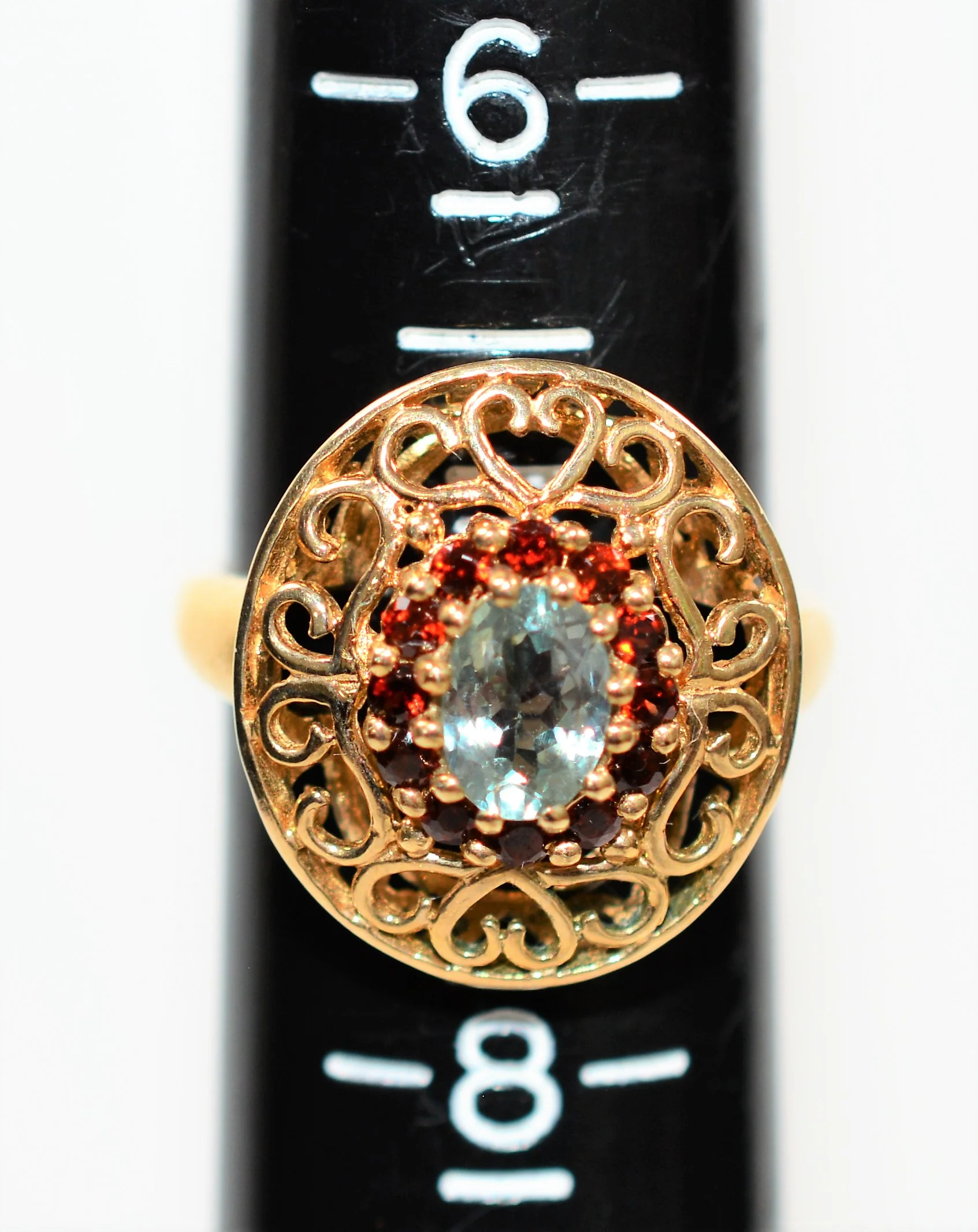 Natural Paraiba Tourmaline & Garnet Ring 10K Solid Gold 1.42tcw Gemstone Ring Women's Ring Ballerina Ring Vintage Jewelry Fine Jewellery - Image 10