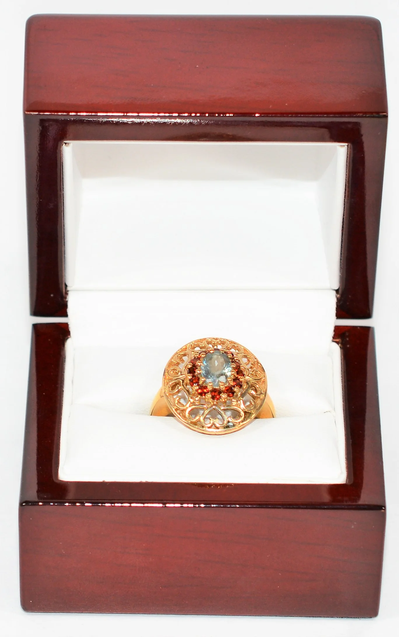 Natural Paraiba Tourmaline & Garnet Ring 10K Solid Gold 1.42tcw Gemstone Ring Women's Ring Ballerina Ring Vintage Jewelry Fine Jewellery - Image 12