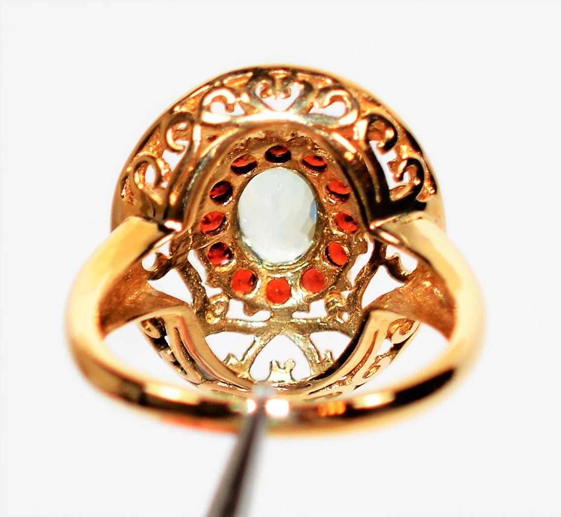 Natural Paraiba Tourmaline & Garnet Ring 10K Solid Gold 1.42tcw Gemstone Ring Women's Ring Ballerina Ring Vintage Jewelry Fine Jewellery - Image 7