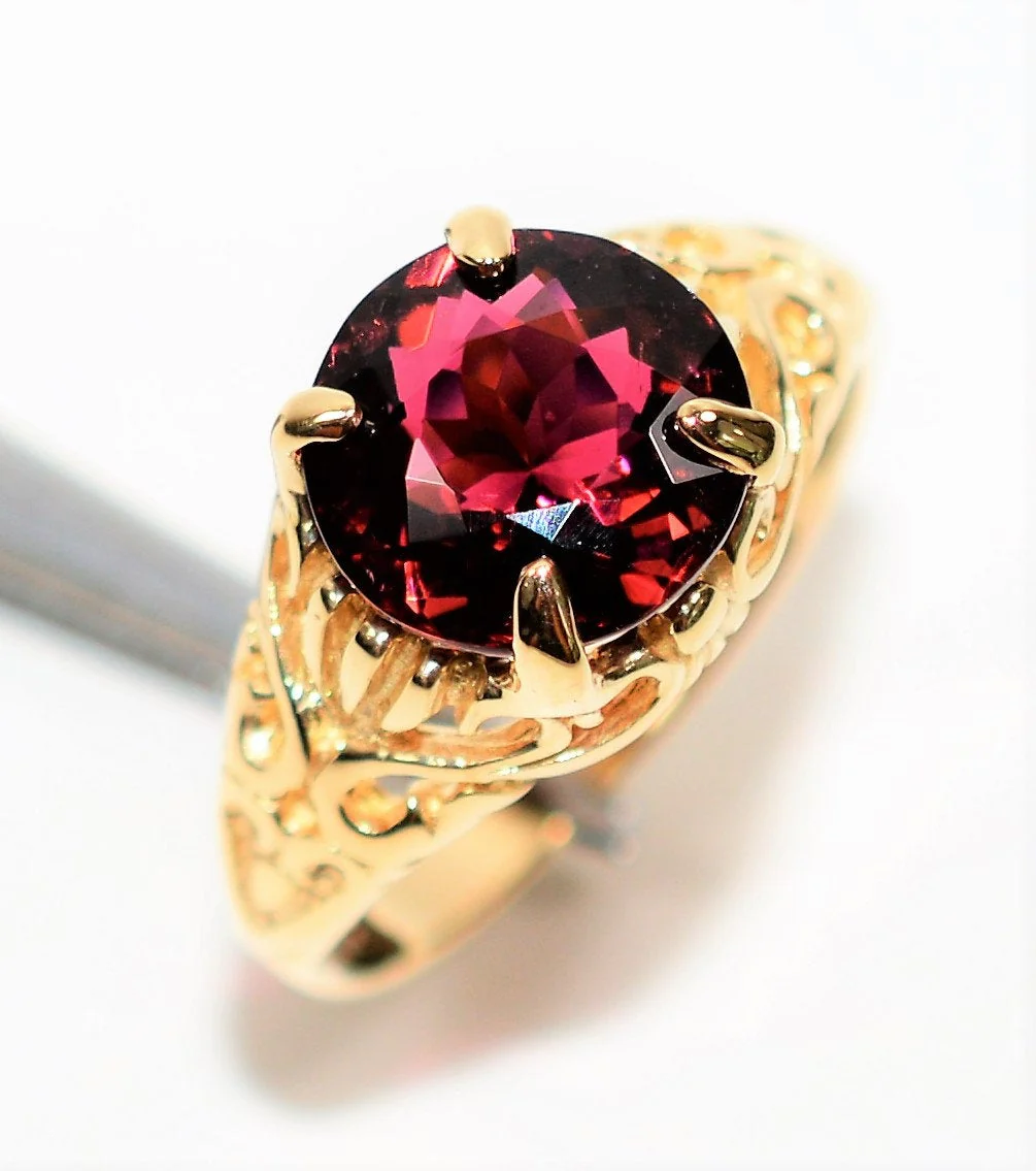 Natural Rubellite Ring 10K Solid Gold 2.70ct Pink Tourmaline Ring Solitaire Ring Statement Ring Gemstone Ring Birthstone Ring Antique Ring - Image 4