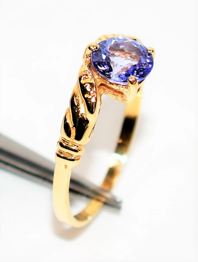 Natural Tanzanite Ring 14K Solid Gold 1.05ct Solitaire Ring Vintage Ring Estate Jewelry Ladies Ring Women's Ring Jewellery Gemstone Ring - Image 4