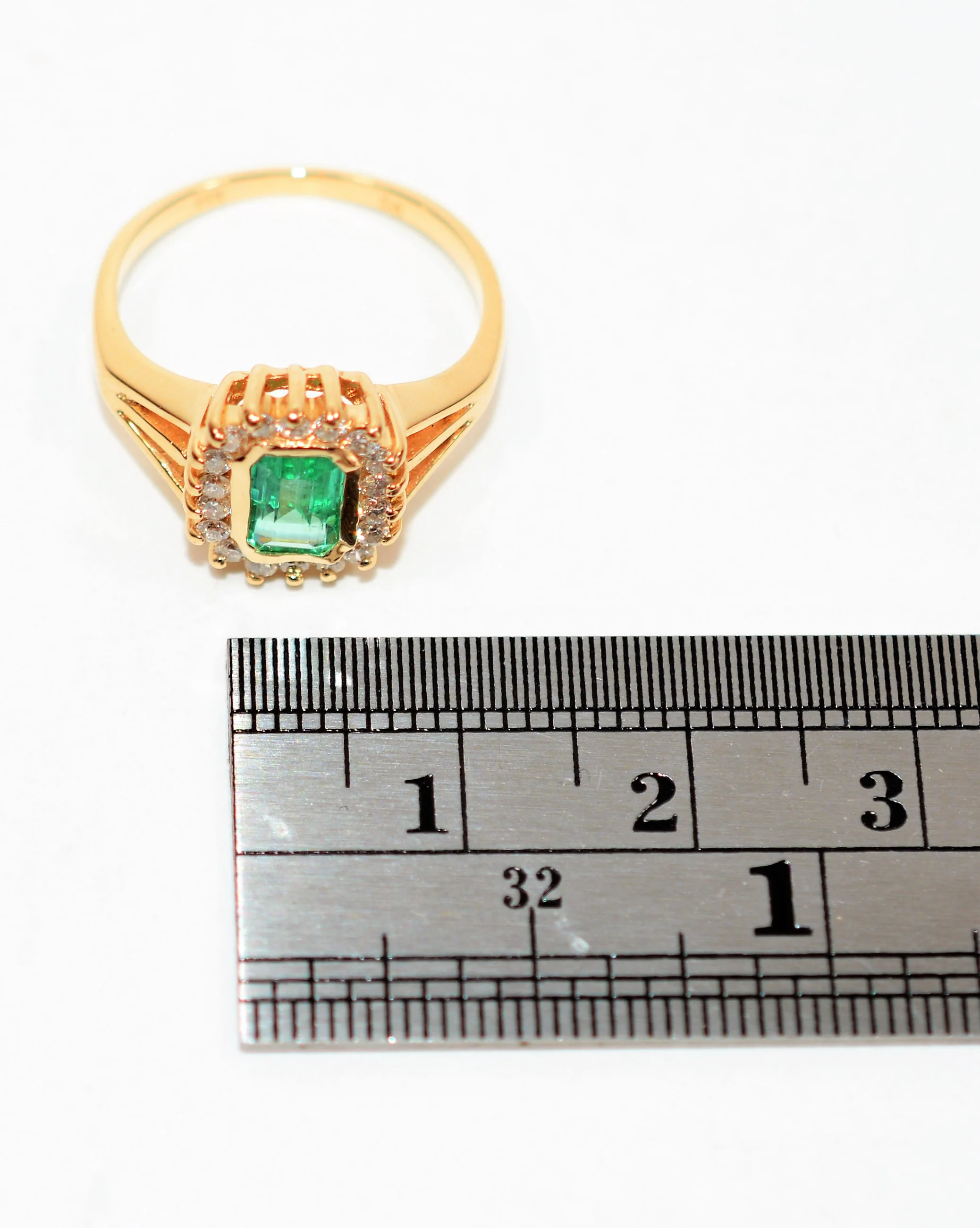Natural Colombian Emerald & Diamond Ring 14K Solid Gold .82tcw Halo Ring Gemstone Ring May Birthstone Ring Emerald Ring Women's Ring Estate - Image 11
