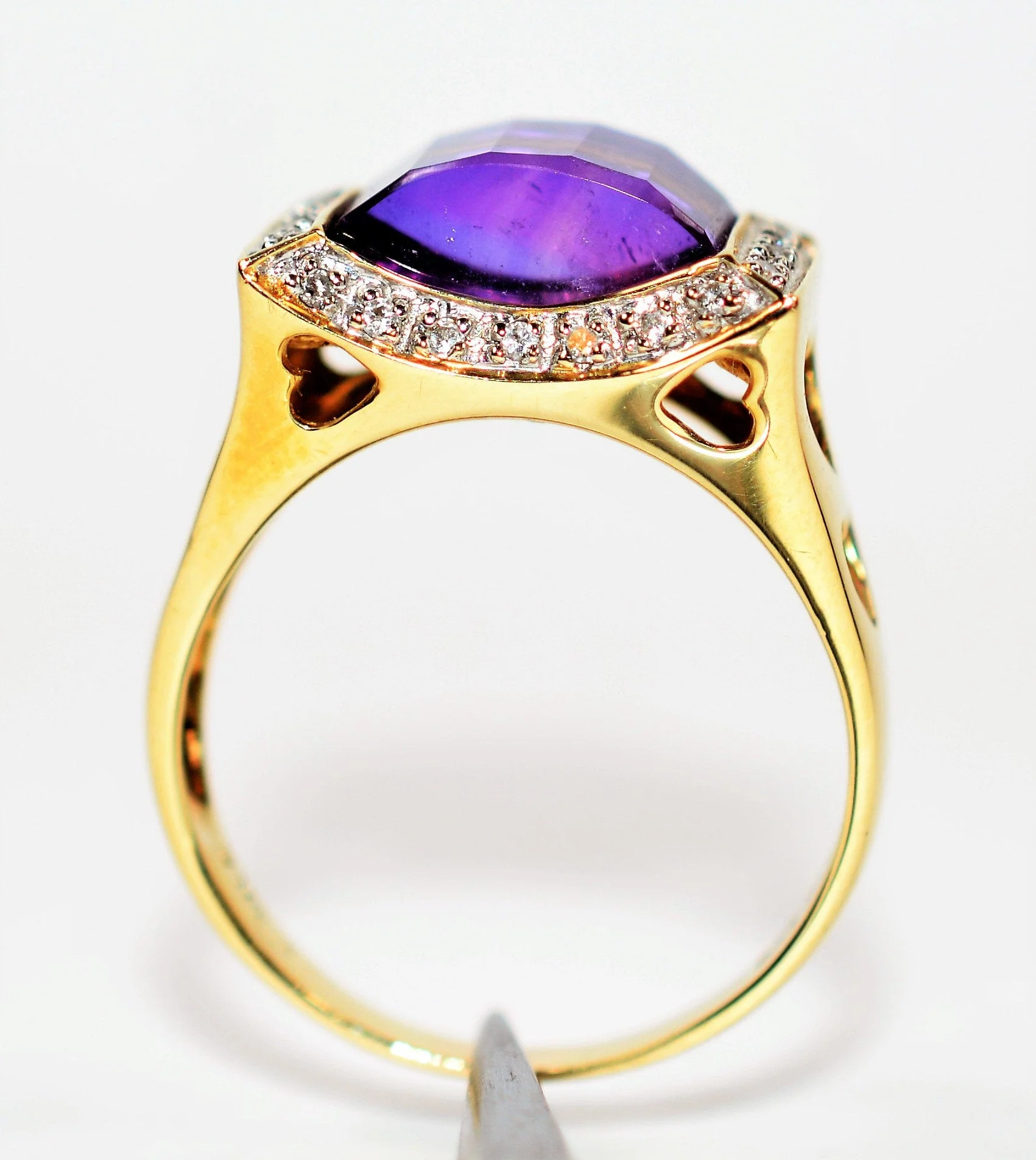 Natural Amethyst & Diamond Ring 14K Solid Gold 3.34tcw Statement Ring Birthstone Ring Cocktail Ring Friendship Ring Promise Ring Womens Ring - Image 3