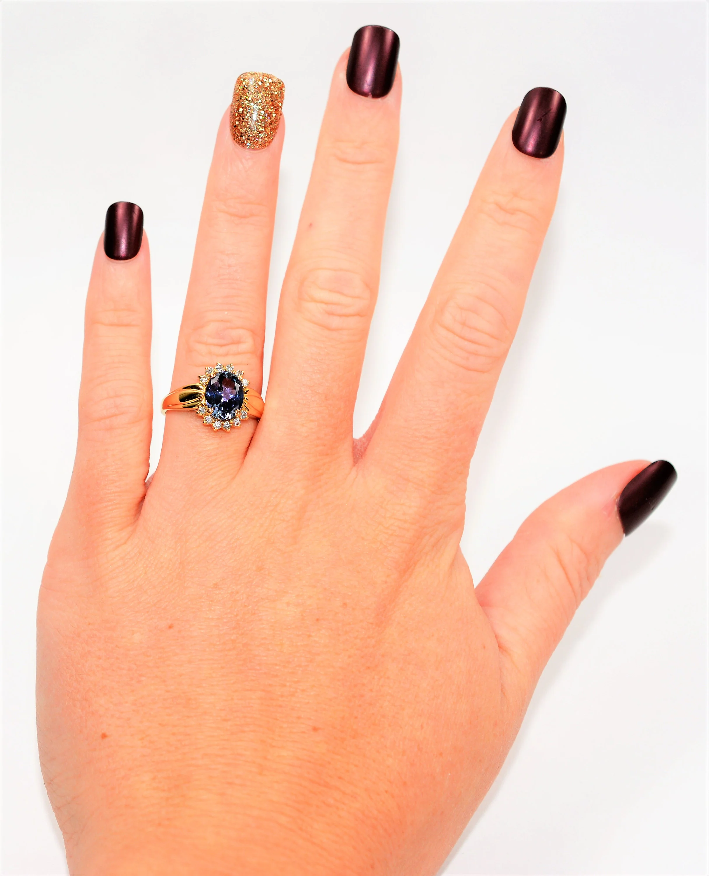 Certified Natural D'Block Tanzanite & Diamond Ring 18K Solid Gold 2.11tcw Birthstone Ring Vintage Ring Estate Ring Fine Jewelry Women's Ring - Image 3