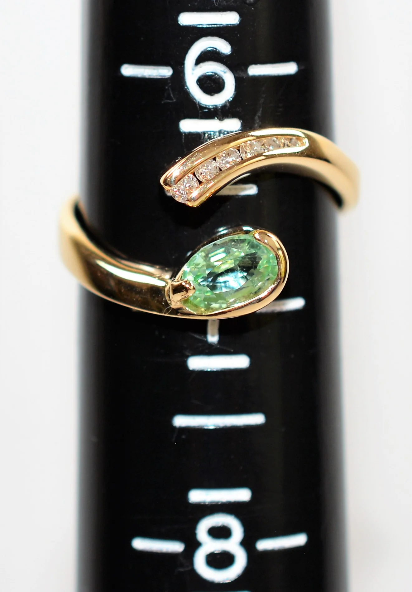 Natural Paraiba Tourmaline & Diamond Ring 14K Solid Gold .81tcw Gemstone Ring Adjustable Ring Stackable Ring Women's Ring Fine Birthstone Ring - Image 9