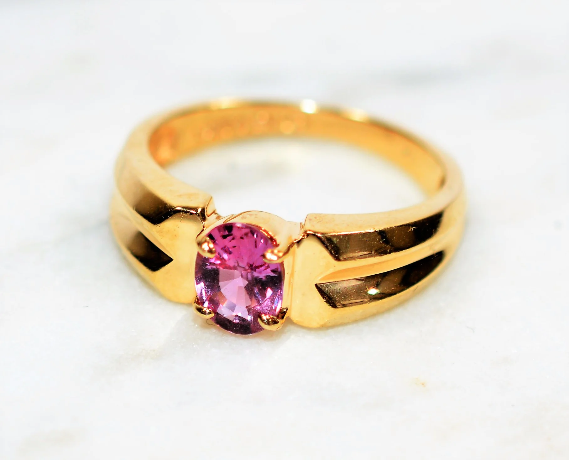Natural Padparadscha Sapphire Ring 14K Solid Gold .98ct Solitaire Ring Gemstone Ring Pink Ring Engagement Ring Vintage Ring Estate Jewellery - Image 8