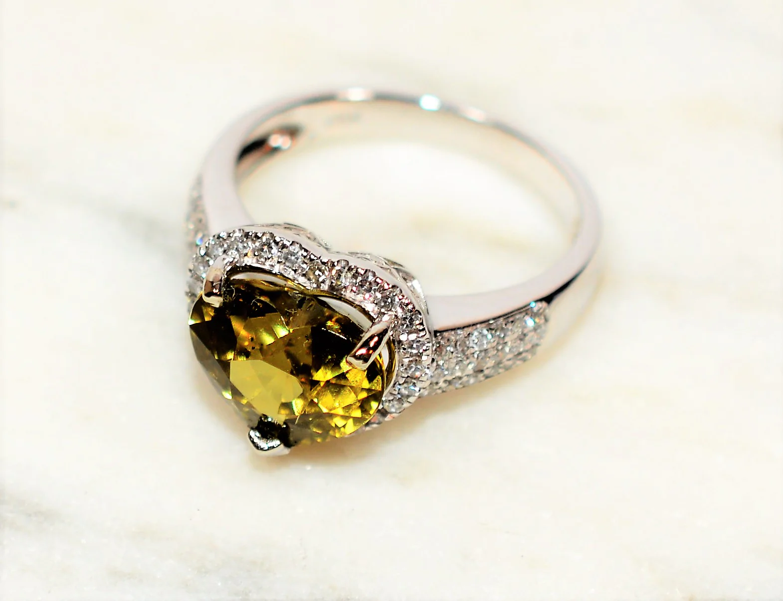 GIA Certified Natural Grossular Andradite Mali Garnet & Diamond Ring 14K Solid White Gold 3.84tcw Heart Ring Garnet Ring Cocktail Ring Anniversary Ring - Image 10