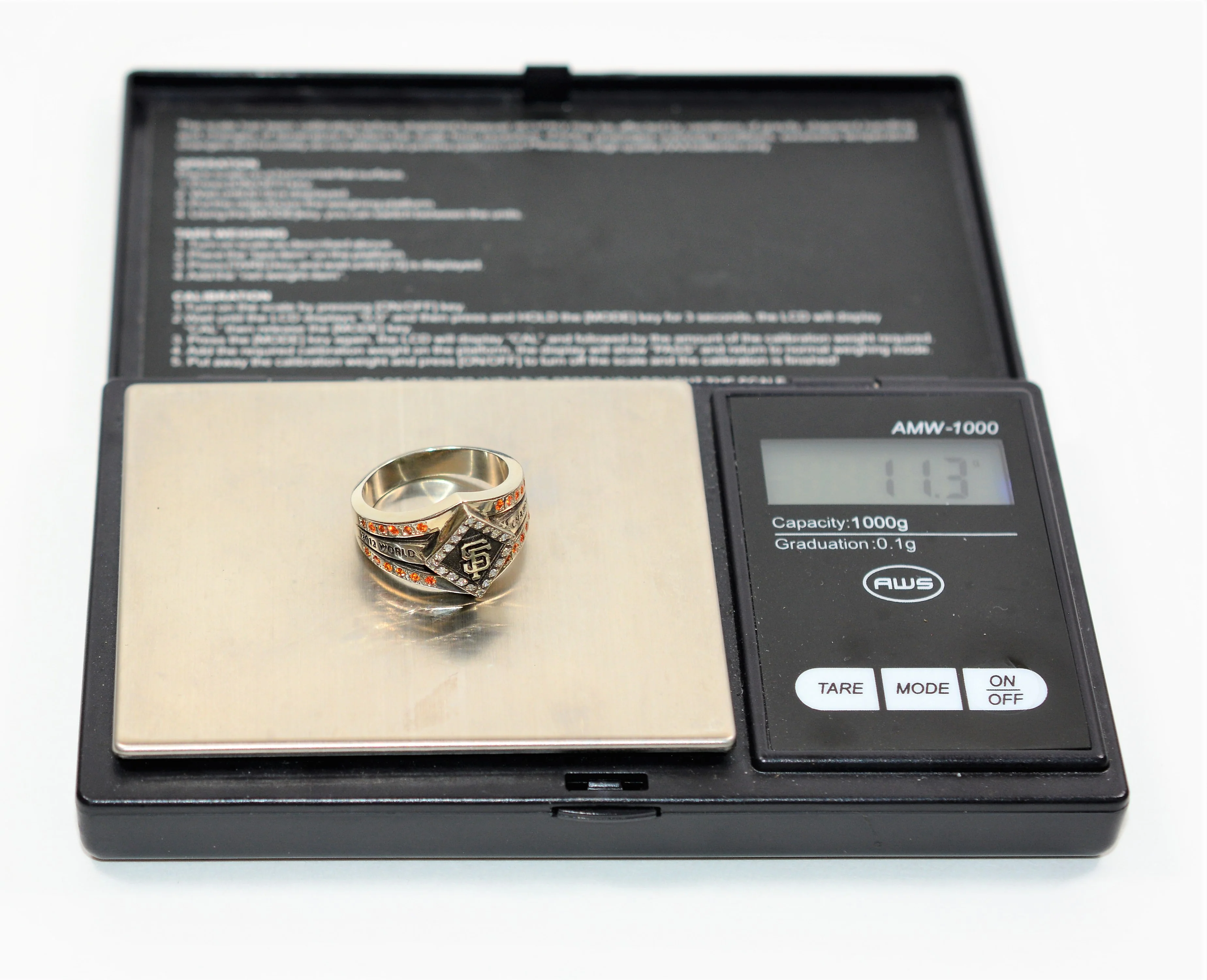 Natural Citrine & Diamond Ring 10K Solid White Gold .34tcw San Francisco World Champion Ring Sports Ring Baseball Ring Men's Ring - Image 10