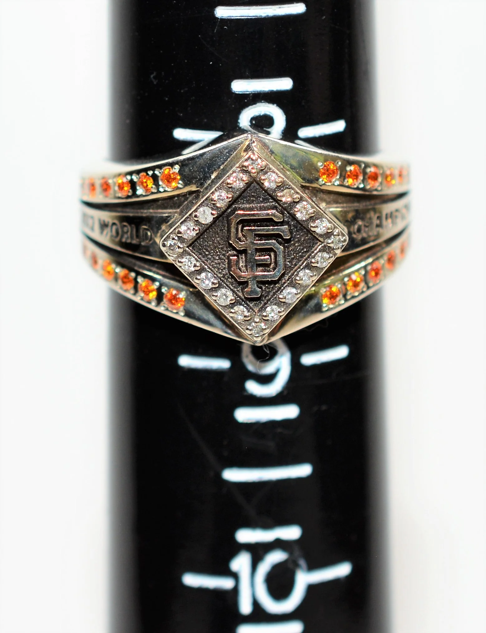 Natural Citrine & Diamond Ring 10K Solid White Gold .34tcw San Francisco World Champion Ring Sports Ring Baseball Ring Men's Ring - Image 9