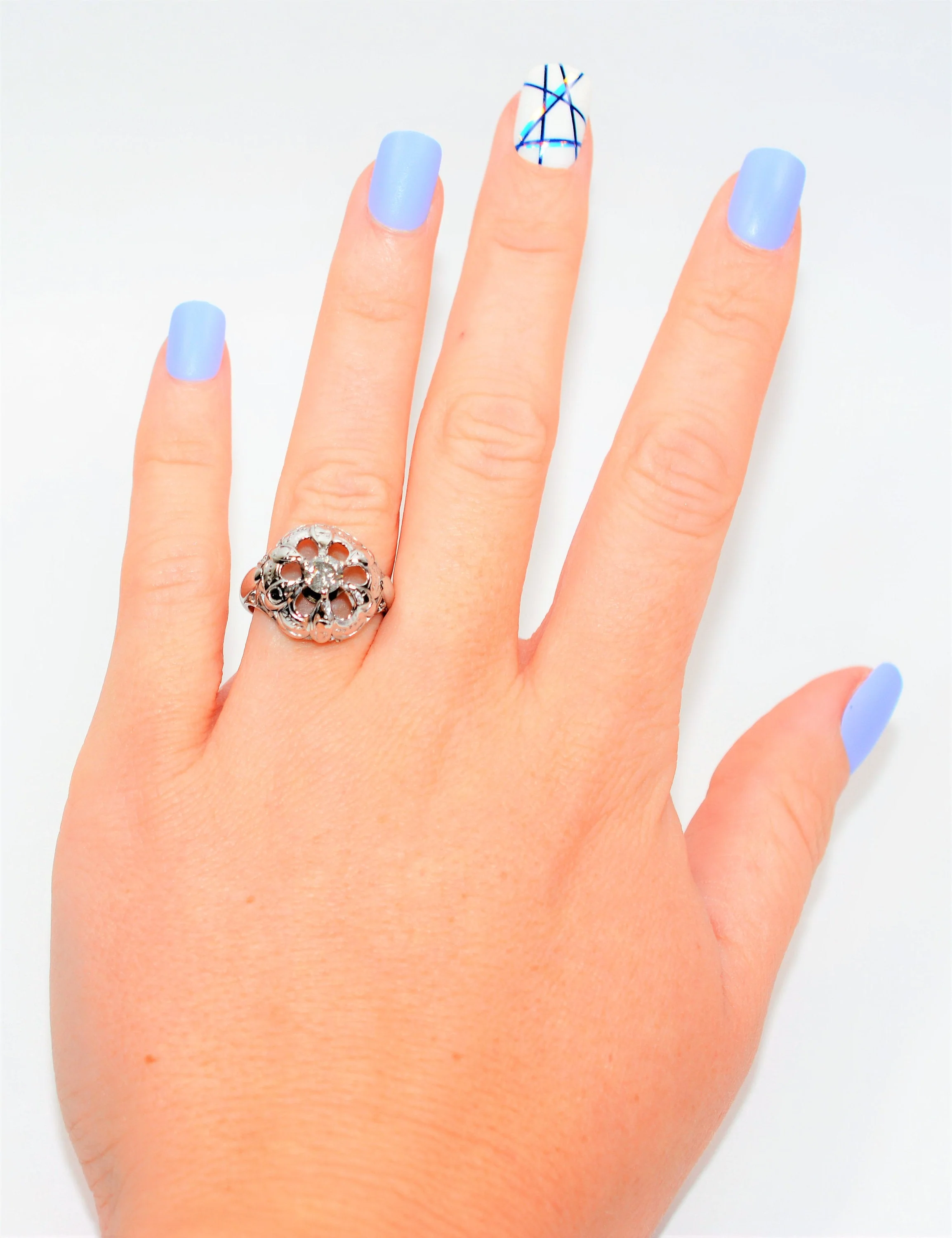 Natural Diamond Ring 14K Solid White Gold .58ct Solitaire Ring Cocktail Ring Statement Ring Antique Ring Art Deco Ring Women's Ring Vintage - Image 2