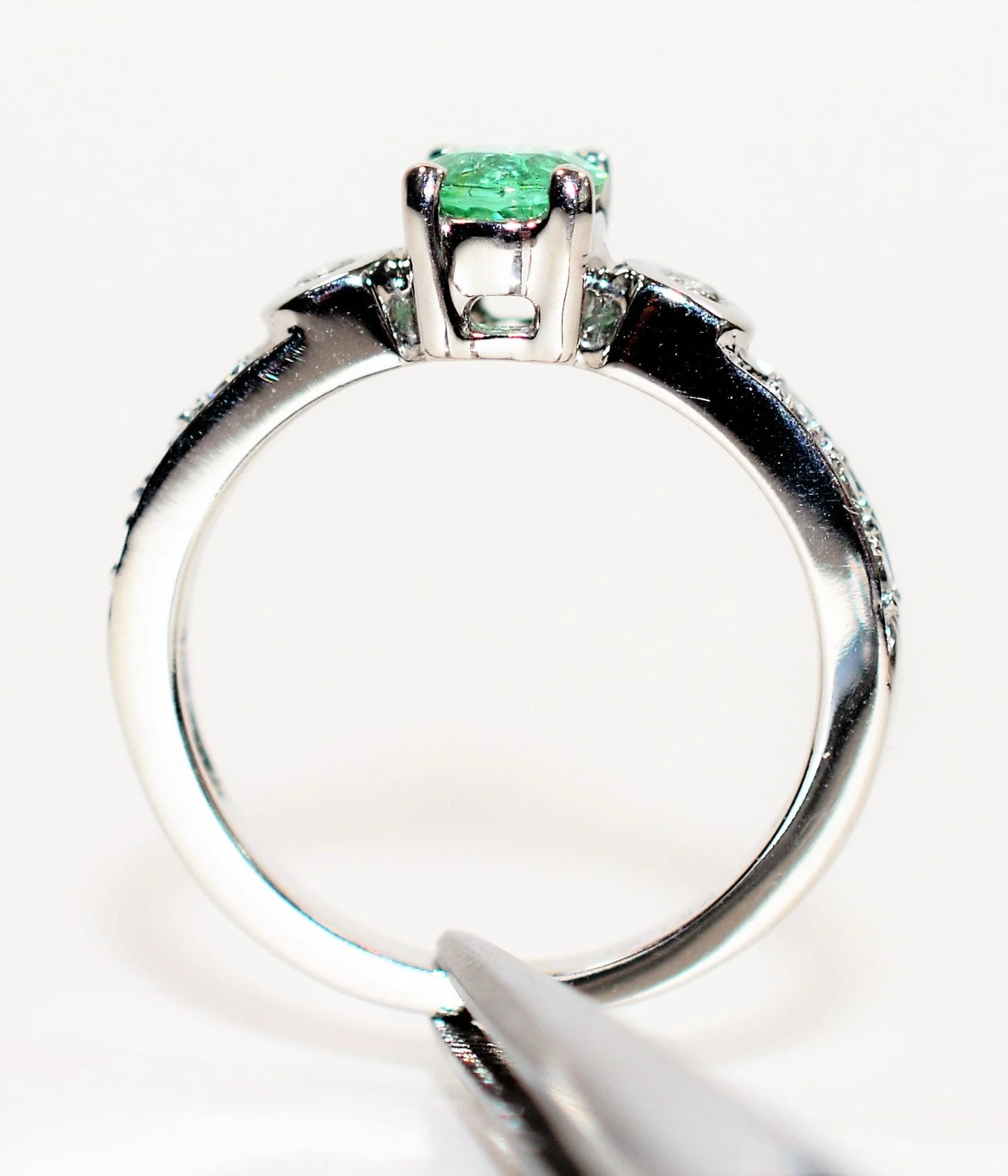 Natural Brazilian Paraiba Tourmaline & Diamond Ring 14K White Gold 1.14tcw Gemstone Women's Ring Engagement Ring Promise Ring Statement Ring Estate - Image 3