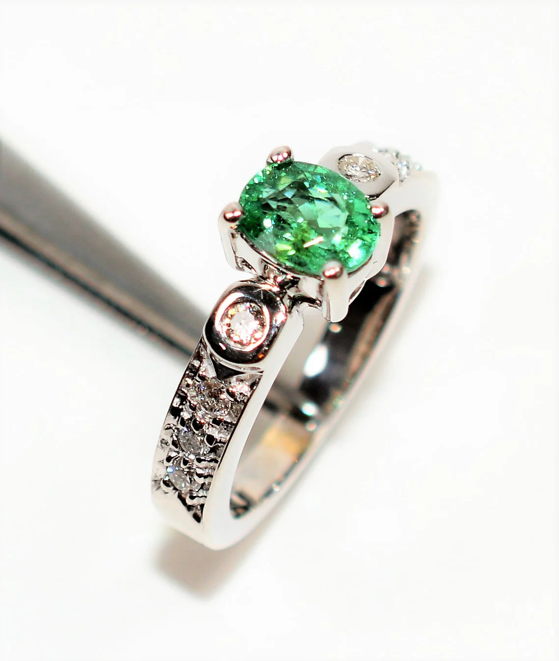 Natural Brazilian Paraiba Tourmaline & Diamond Ring 14K White Gold 1.14tcw Gemstone Women's Ring Engagement Ring Promise Ring Statement Ring Estate - Image 4