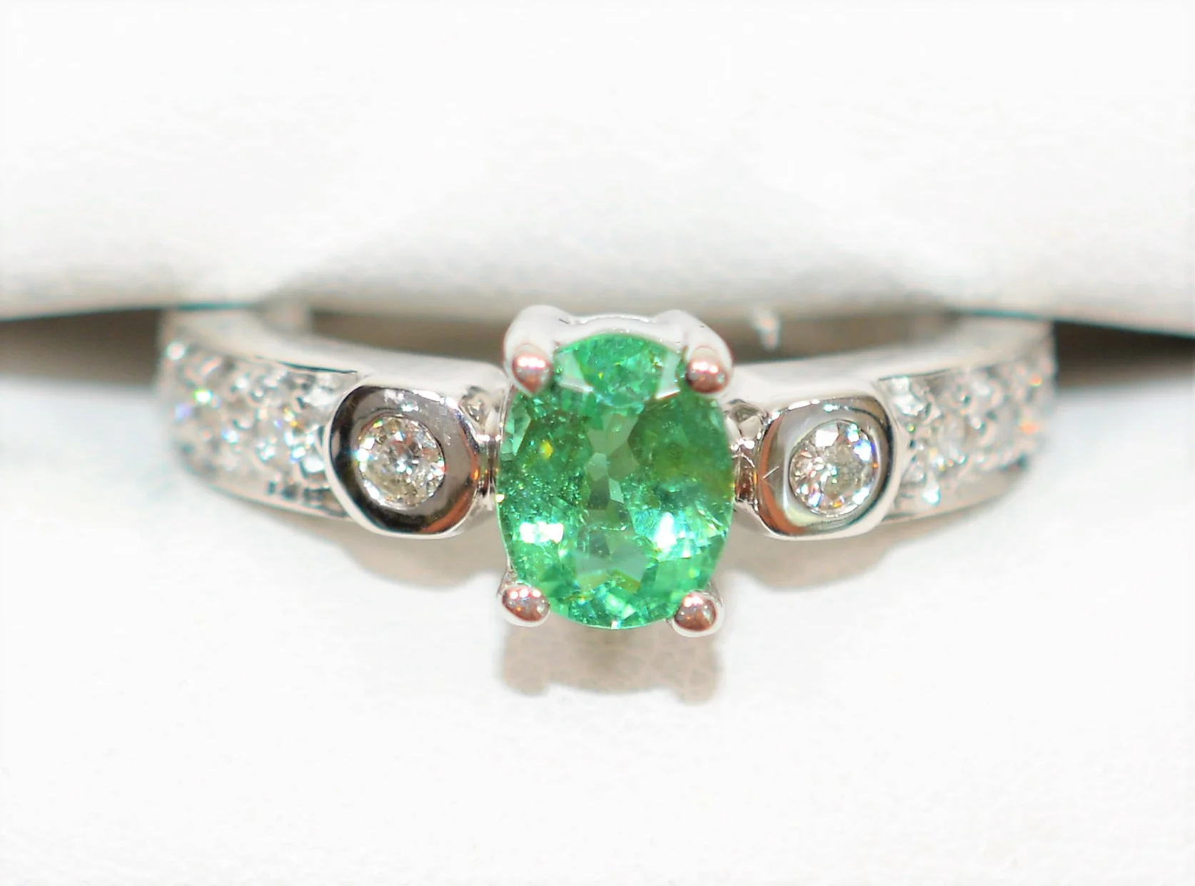 Natural Brazilian Paraiba Tourmaline & Diamond Ring 14K White Gold 1.14tcw Gemstone Women's Ring Engagement Ring Promise Ring Statement Ring Estate - Image 5